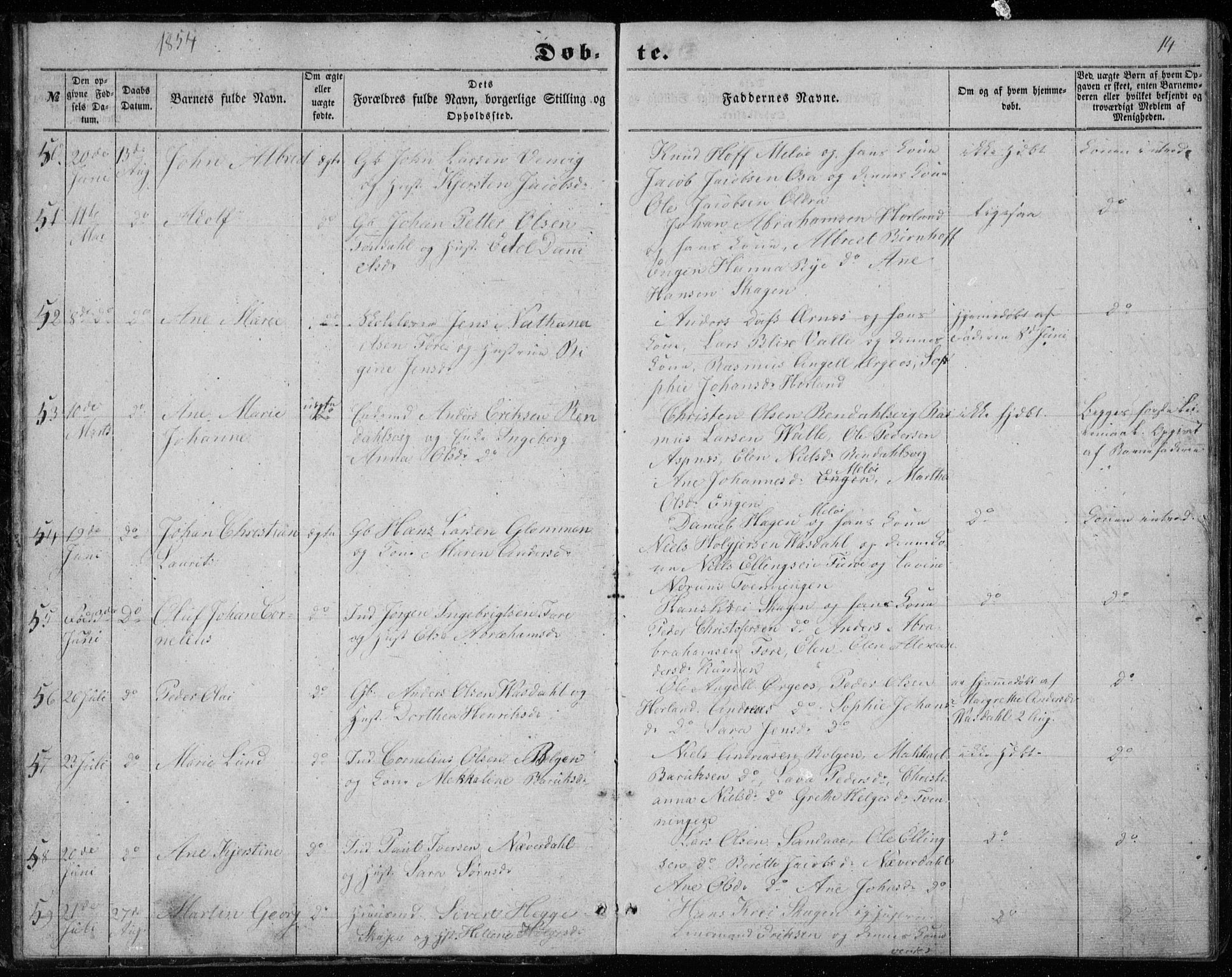 Ministerialprotokoller, klokkerbøker og fødselsregistre - Nordland, AV/SAT-A-1459/843/L0633: Klokkerbok nr. 843C02, 1853-1873, s. 14