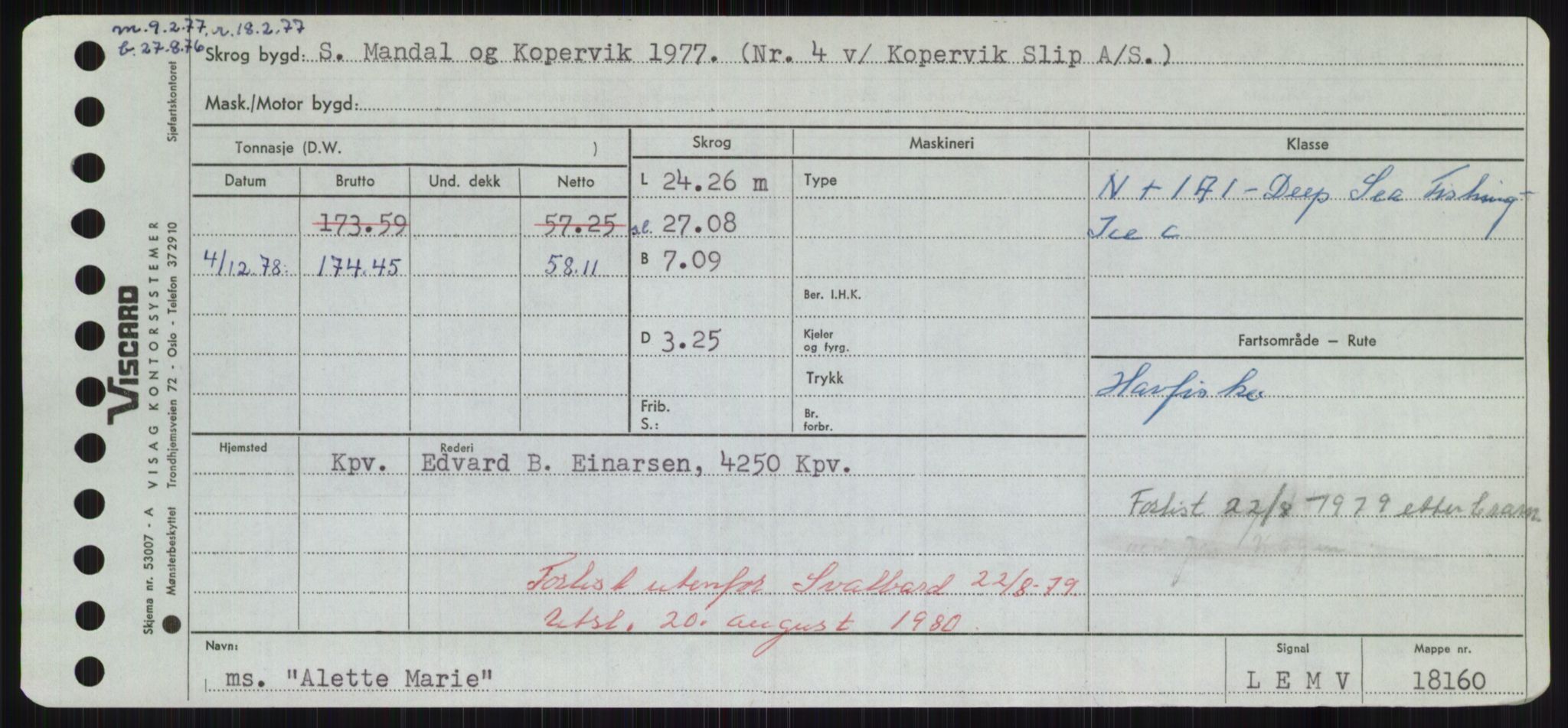 Sjøfartsdirektoratet med forløpere, Skipsmålingen, RA/S-1627/H/Hd/L0001: Fartøy, A-Anv, s. 285