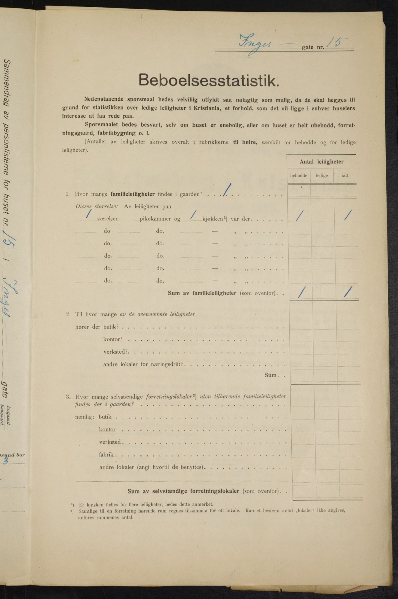 OBA, Kommunal folketelling 1.2.1915 for Kristiania, 1915, s. 43456