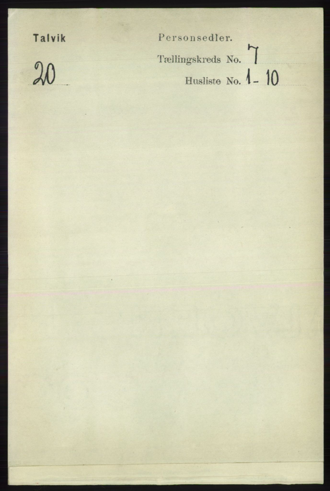 RA, Folketelling 1891 for 2013 Talvik herred, 1891, s. 1972
