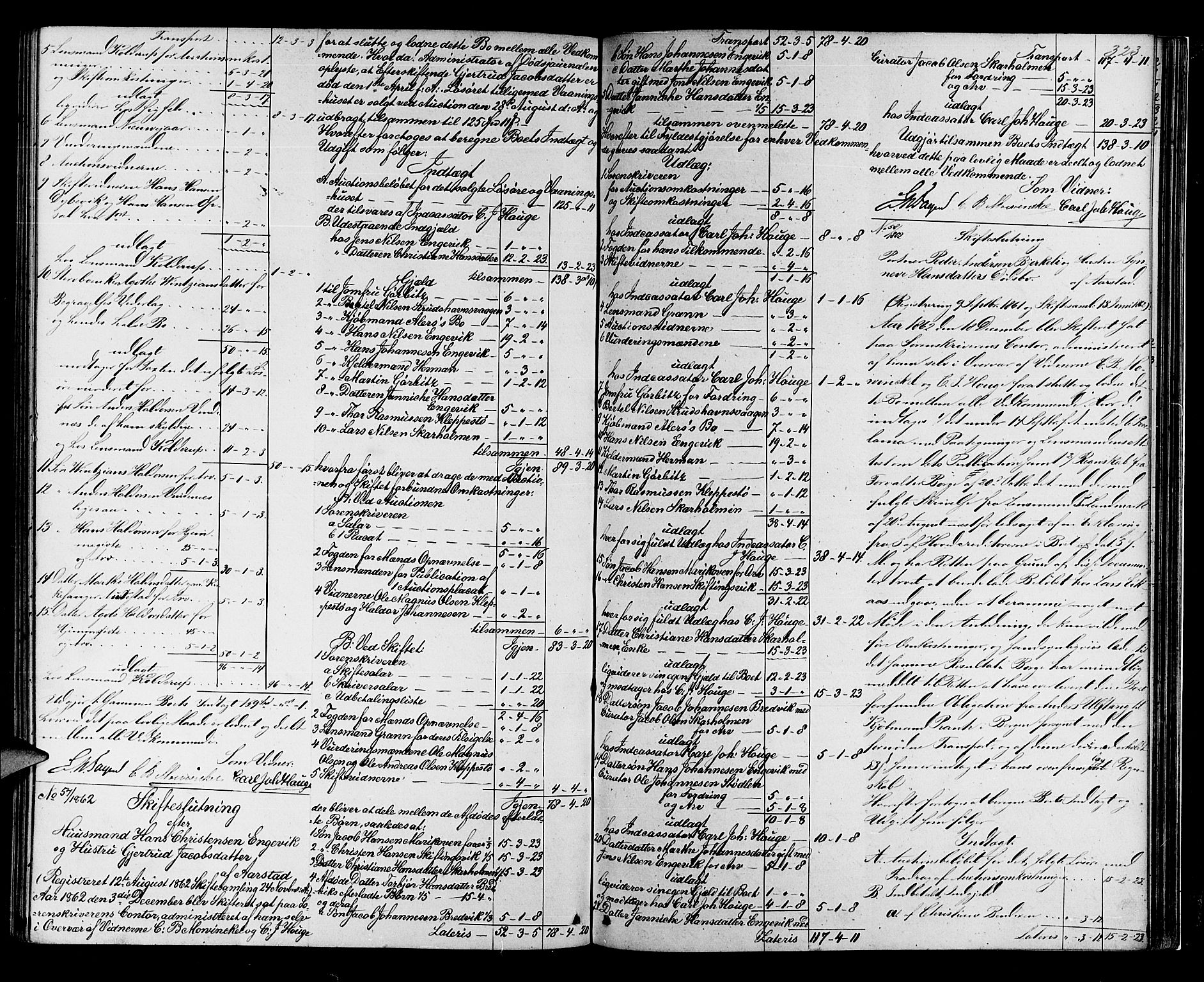 Midhordland sorenskriveri, AV/SAB-A-3001/1/H/Hd/L0003: Skifteutlodningsprotokoll, 1857-1863, s. 322b-323a