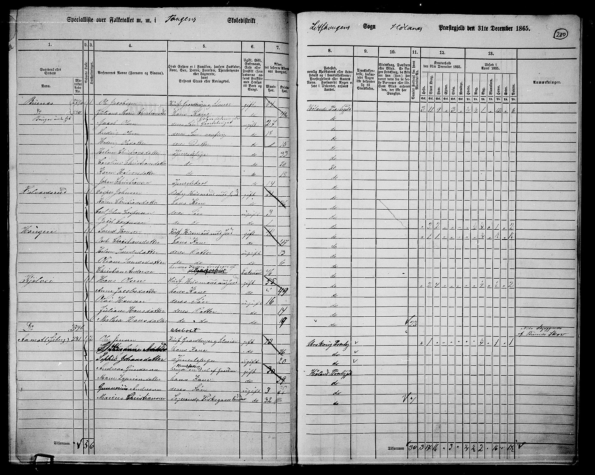 RA, Folketelling 1865 for 0221P Høland prestegjeld, 1865, s. 254