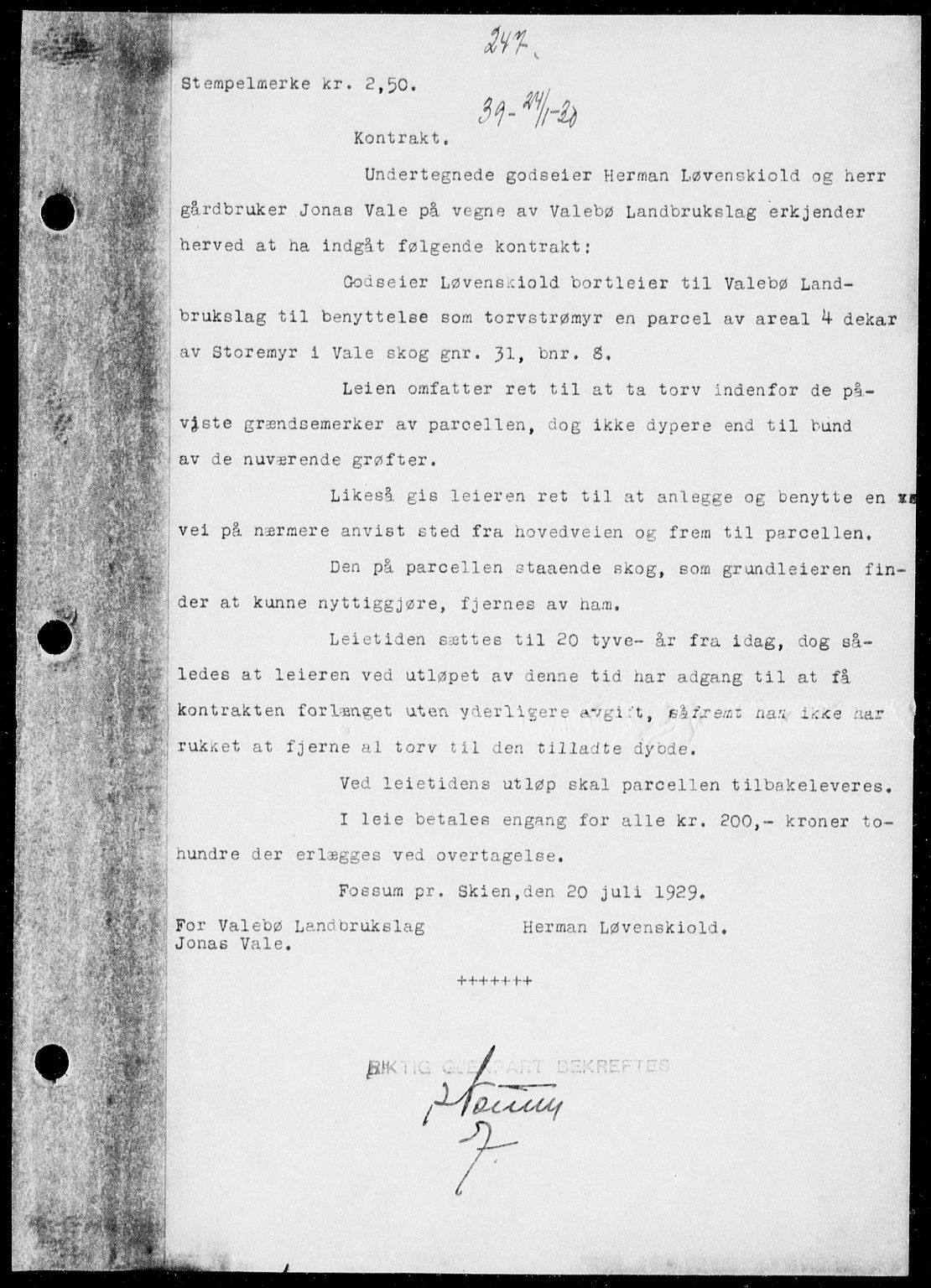 Gjerpen sorenskriveri, SAKO/A-216/G/Ga/Gaa/L0054: Pantebok nr. I 54-56, 1930-1931, s. 247, Tingl.dato: 24.01.1930