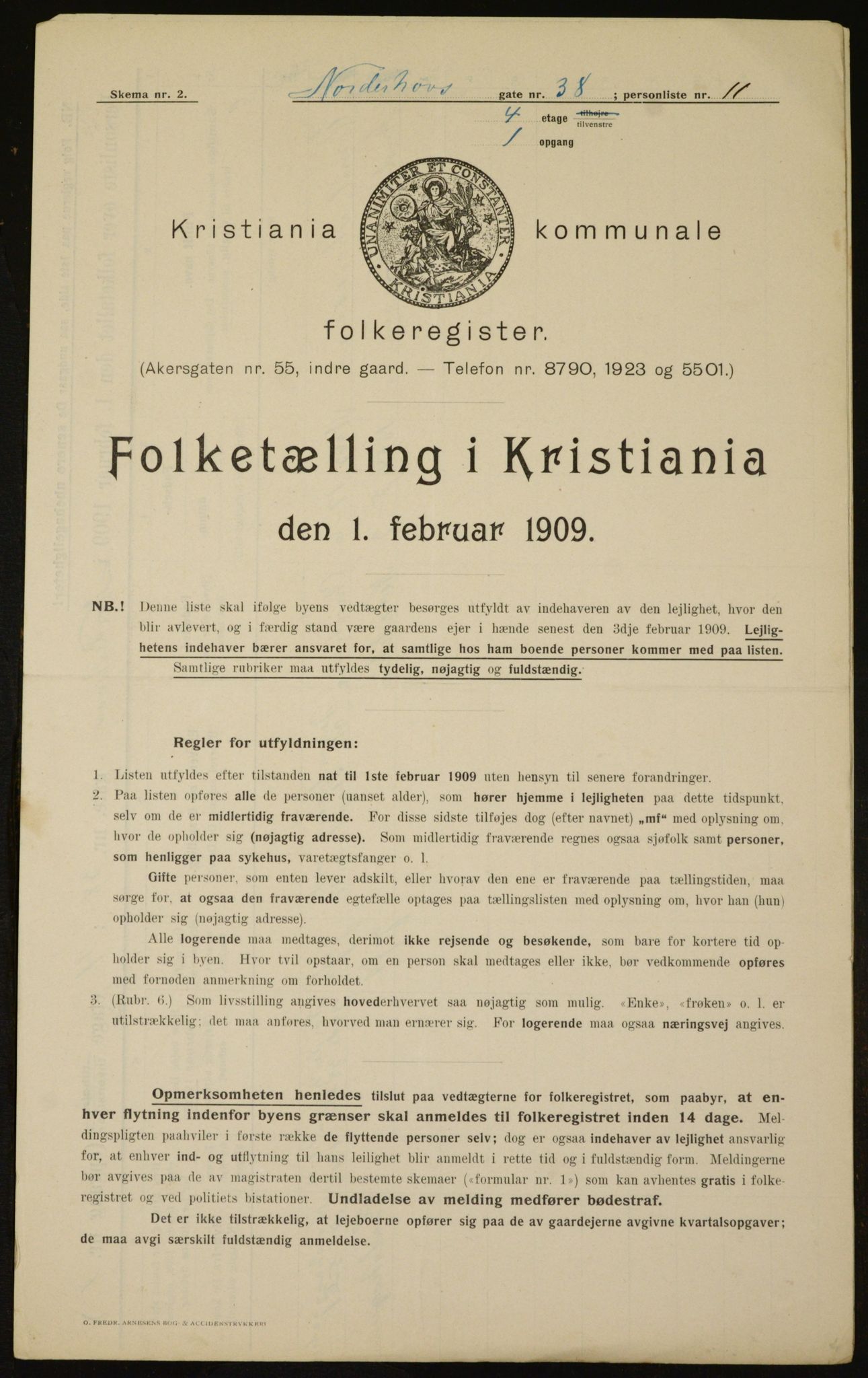 OBA, Kommunal folketelling 1.2.1909 for Kristiania kjøpstad, 1909, s. 66156