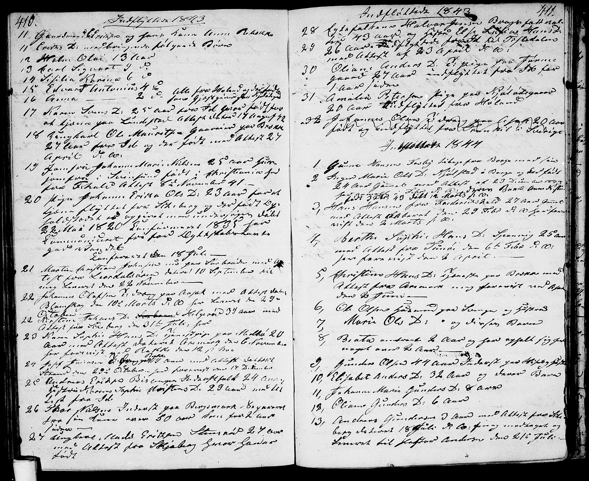 Berg prestekontor Kirkebøker, AV/SAO-A-10902/G/Ga/L0002: Klokkerbok nr. I 2, 1832-1844, s. 410-411