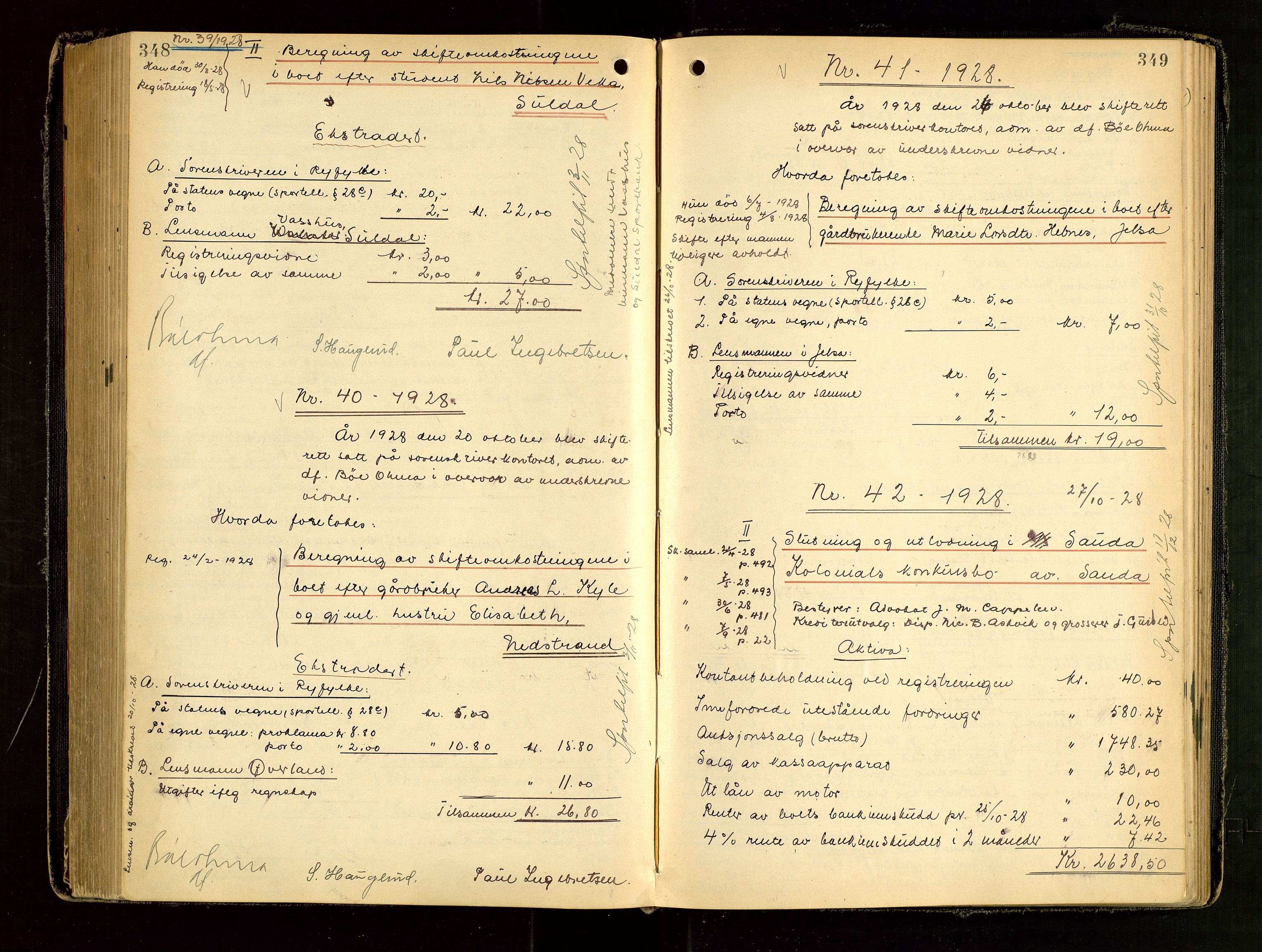 Ryfylke tingrett, AV/SAST-A-100055/001/IV/IVG/L0006: Skifteutlodningsprotokoll Med register, 1924-1929, s. 348-349