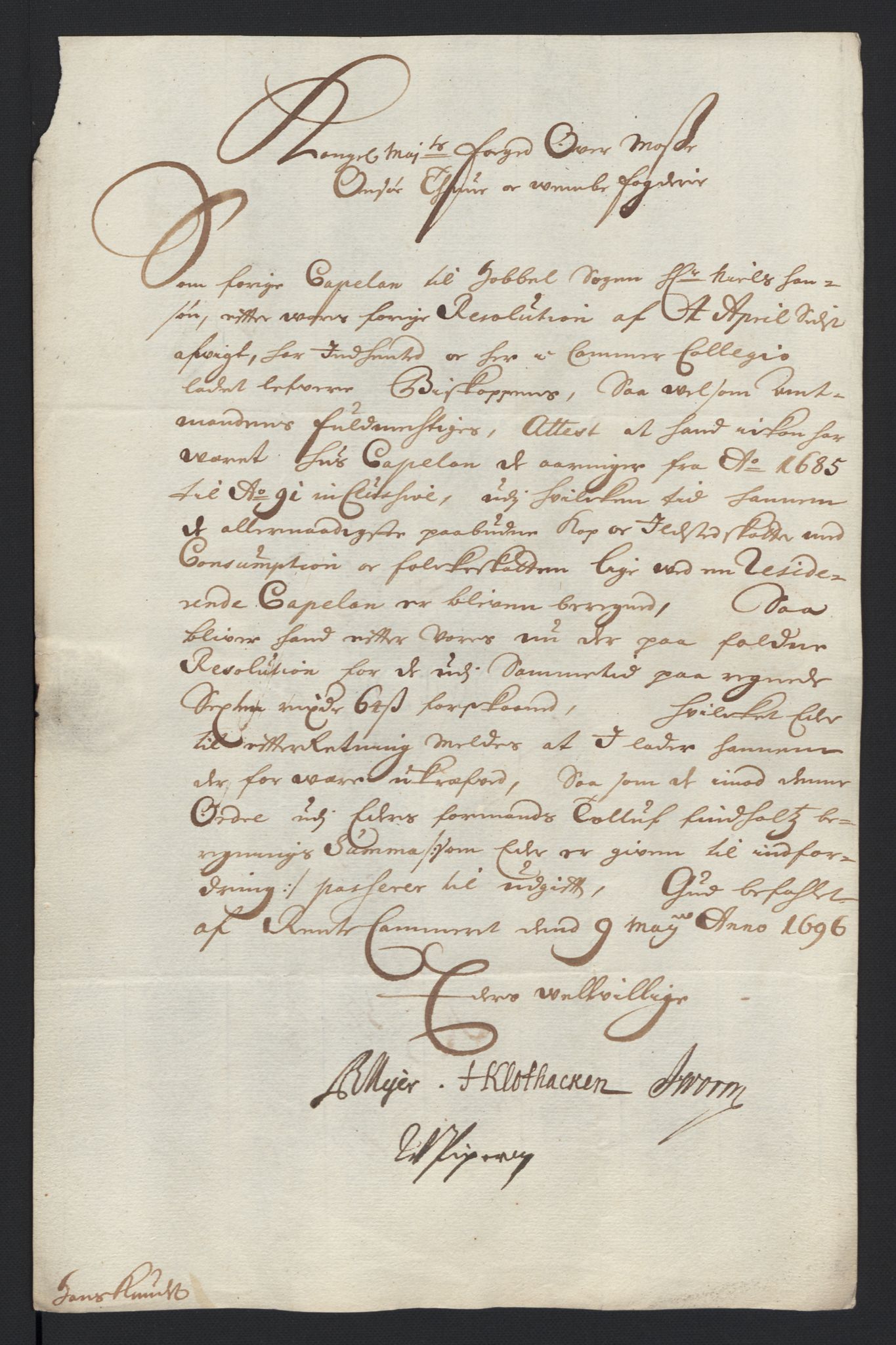 Rentekammeret inntil 1814, Reviderte regnskaper, Fogderegnskap, AV/RA-EA-4092/R04/L0124: Fogderegnskap Moss, Onsøy, Tune, Veme og Åbygge, 1696, s. 176