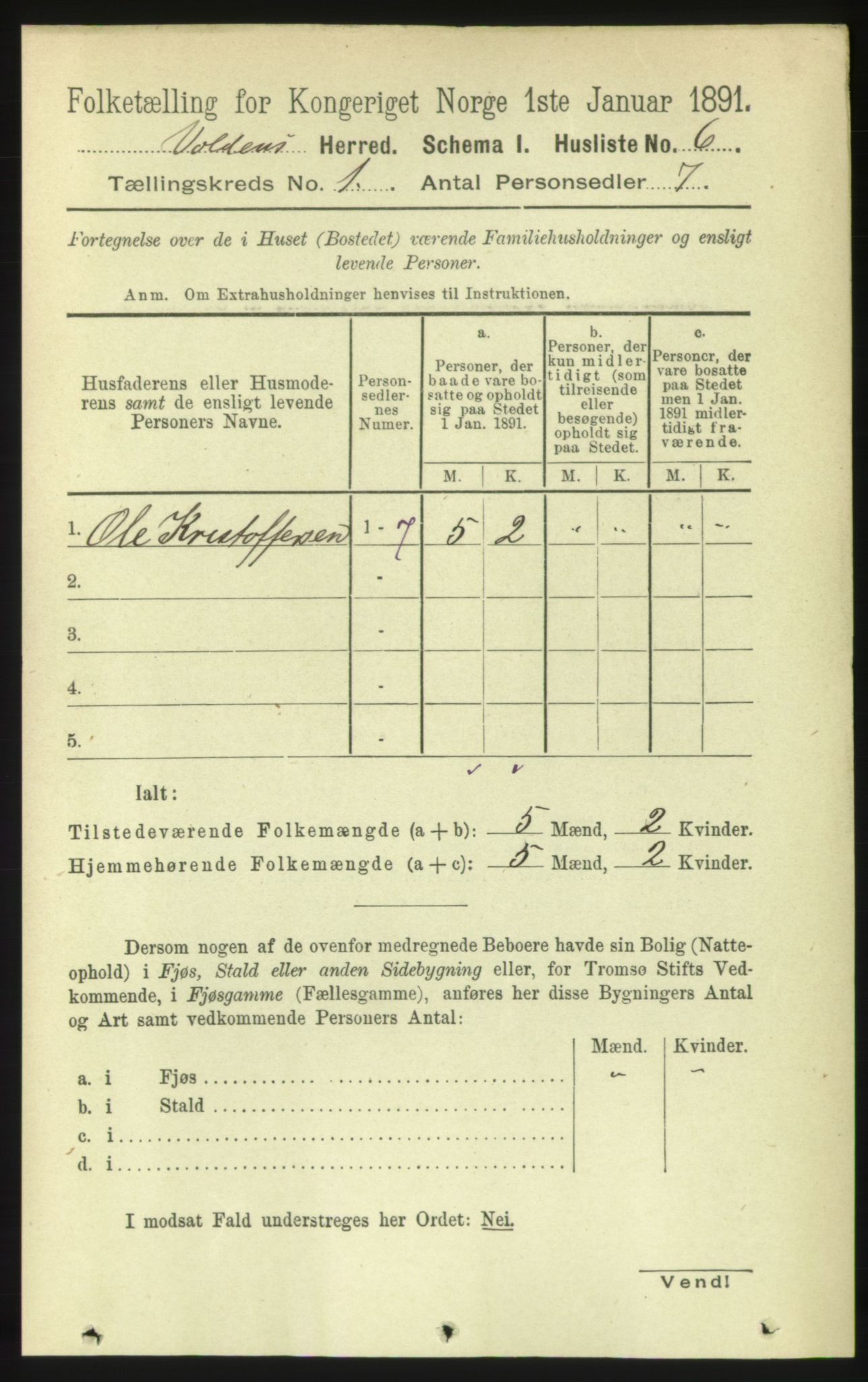 RA, Folketelling 1891 for 1519 Volda herred, 1891, s. 32