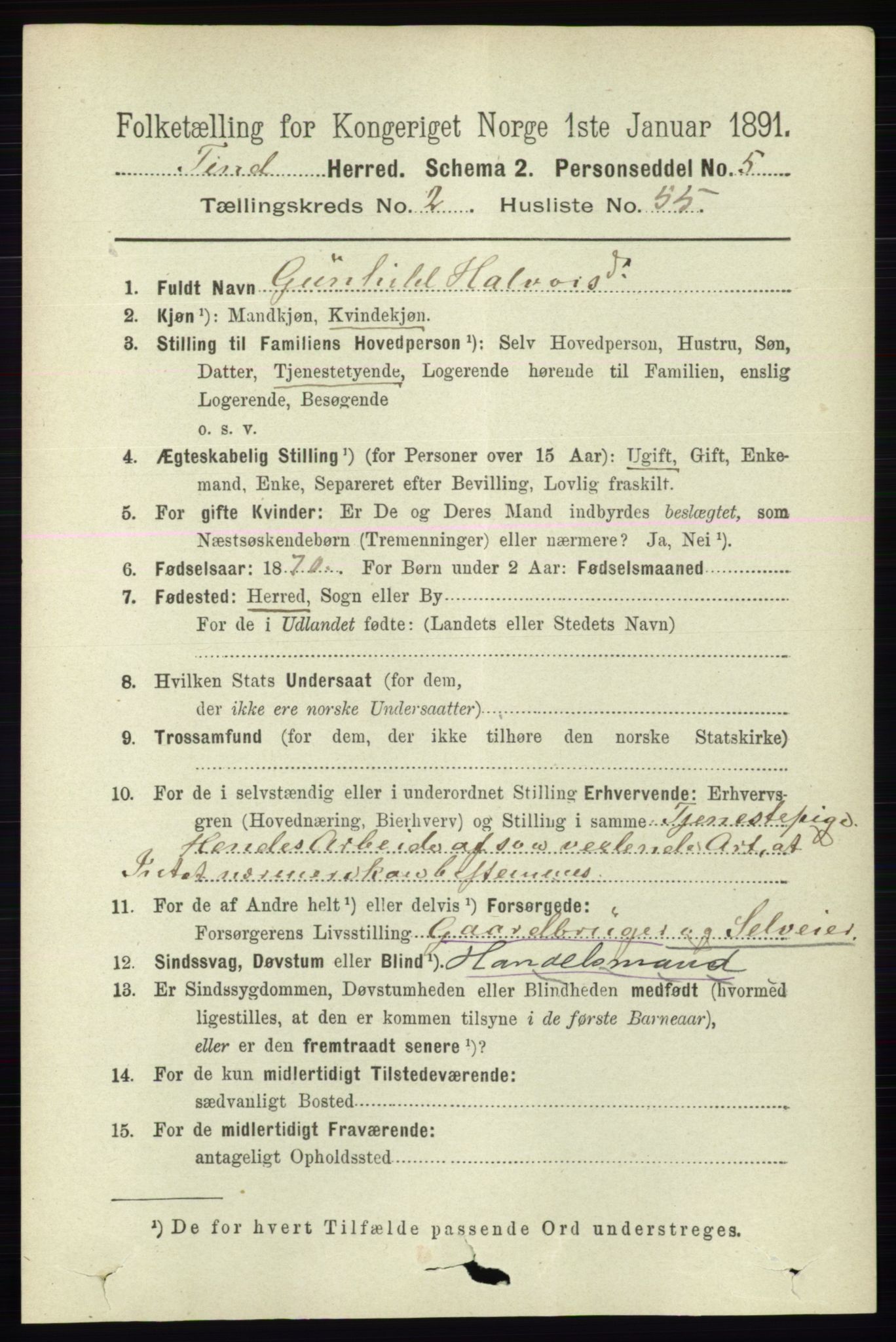 RA, Folketelling 1891 for 0826 Tinn herred, 1891, s. 464
