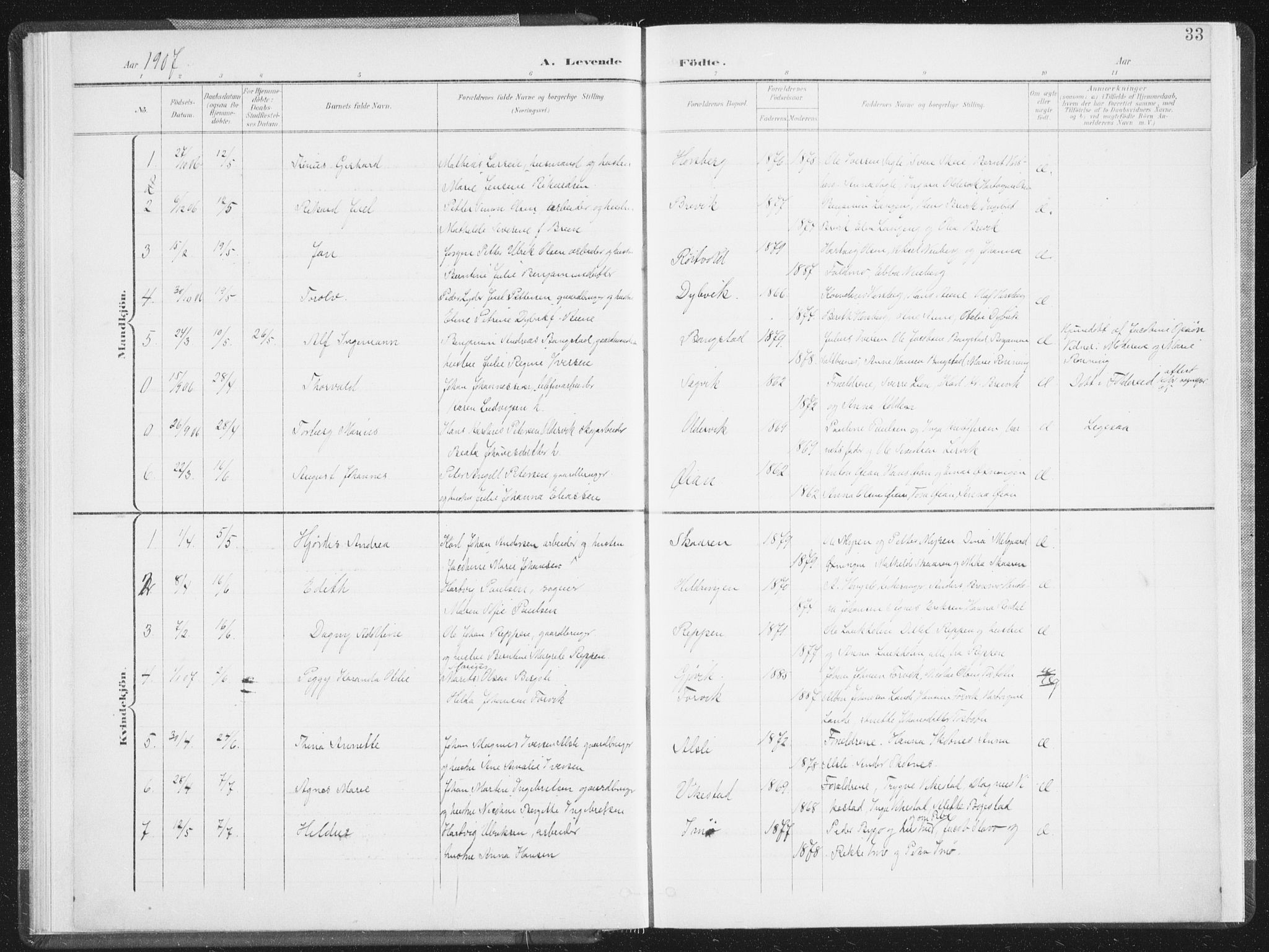 Ministerialprotokoller, klokkerbøker og fødselsregistre - Nordland, SAT/A-1459/810/L0153: Ministerialbok nr. 810A12, 1899-1914, s. 33