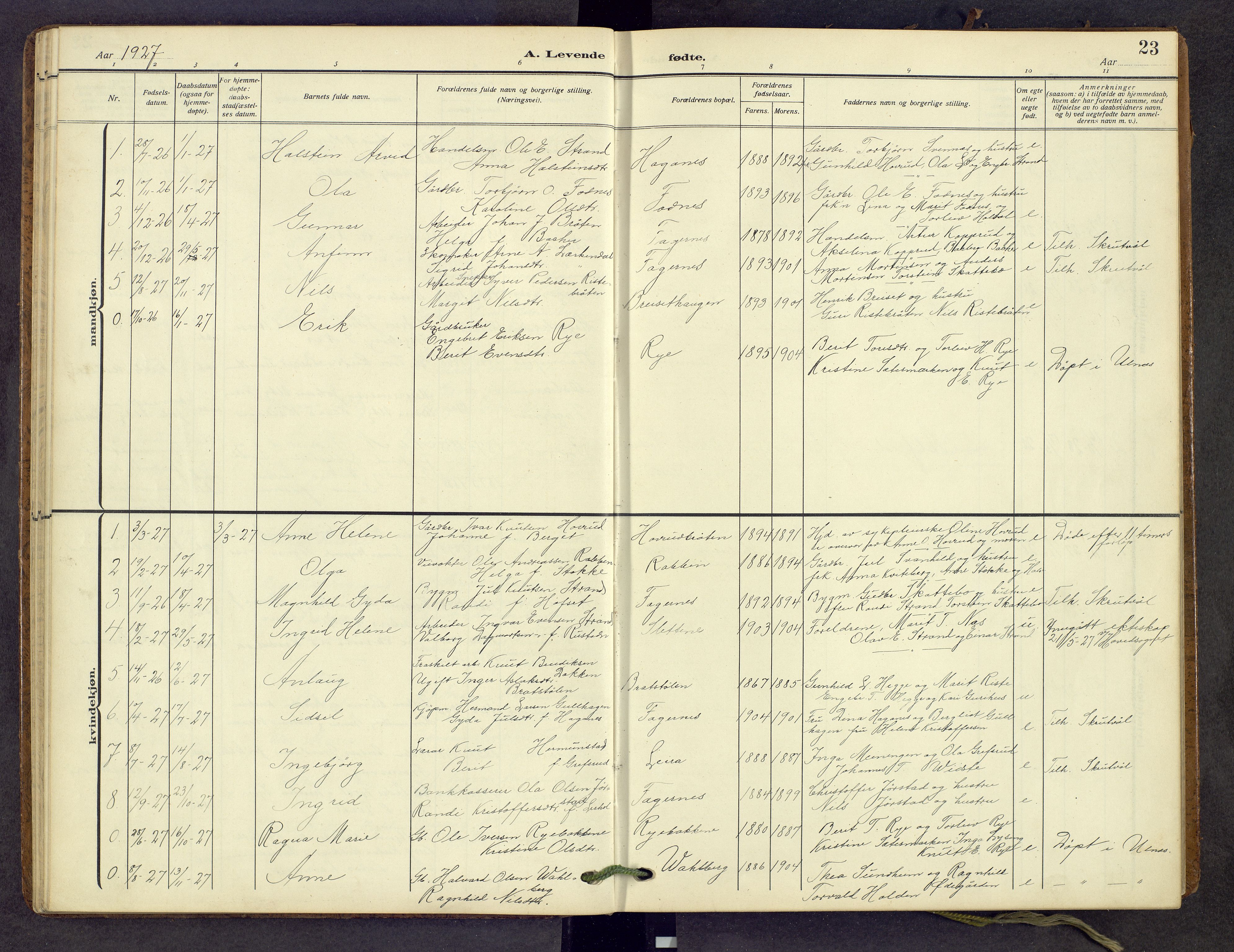 Nord-Aurdal prestekontor, SAH/PREST-132/H/Ha/Hab/L0013: Klokkerbok nr. 13, 1911-1948, s. 23