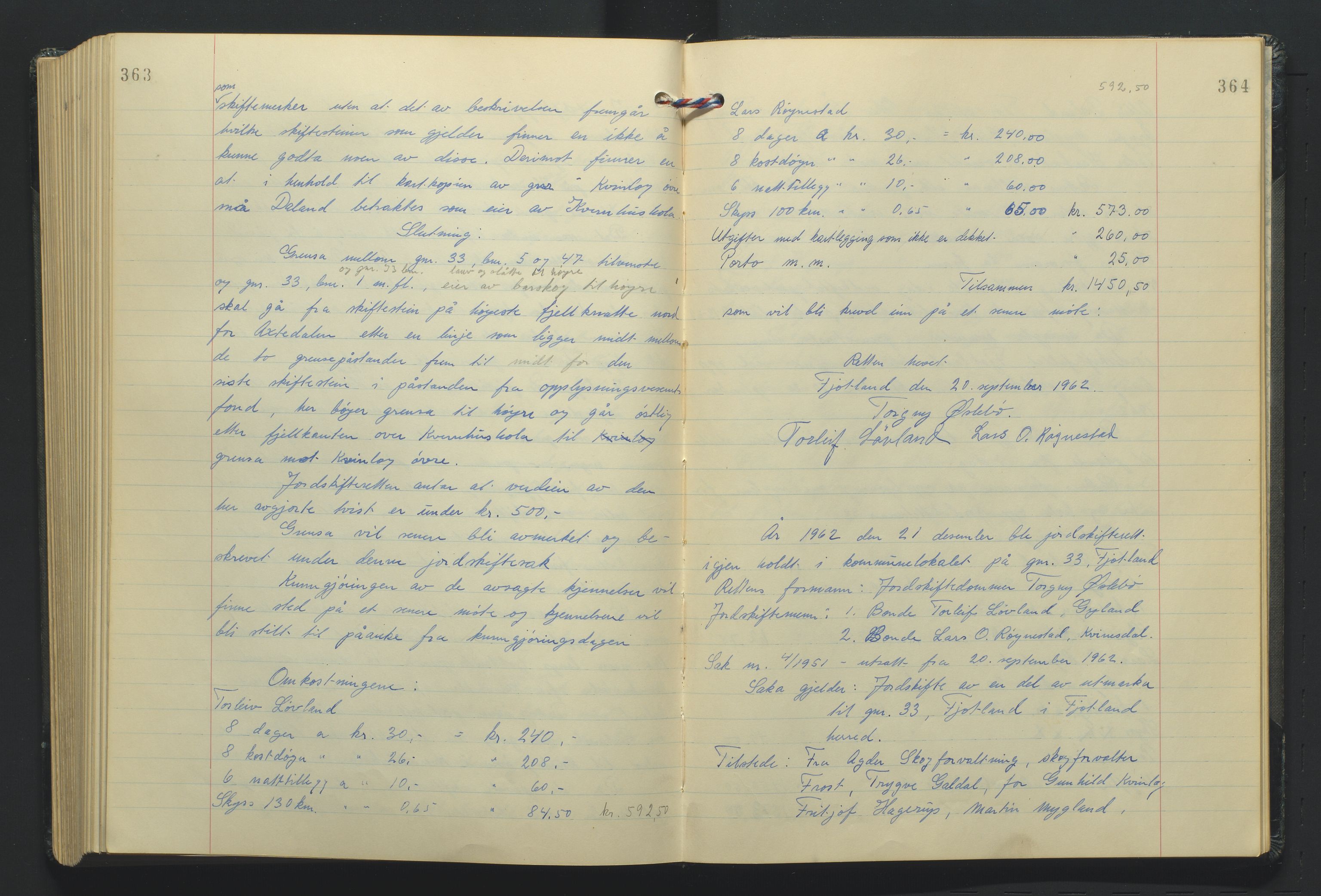 Lista jordskifterett, AV/SAK-1541-0005/F/Fa/L0003: Jordskifterettsbok Flekkefjord domssokn, med gårdsregister nr 9, 1956-1963, s. 363-364