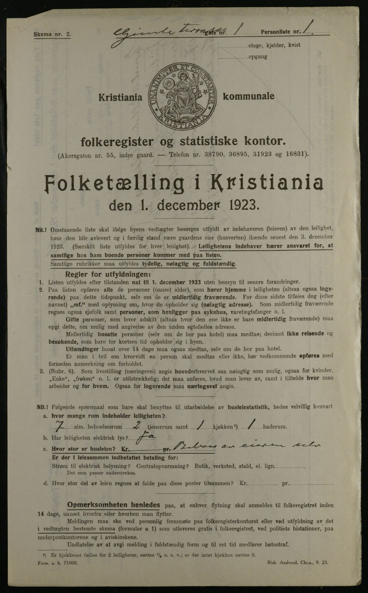 OBA, Kommunal folketelling 1.12.1923 for Kristiania, 1923, s. 32988