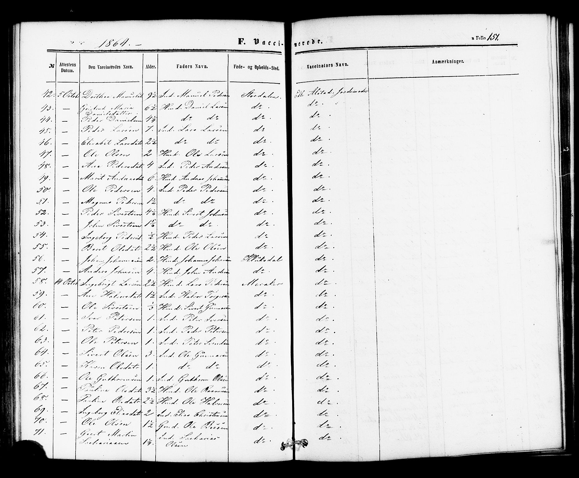 Ministerialprotokoller, klokkerbøker og fødselsregistre - Nord-Trøndelag, SAT/A-1458/706/L0041: Ministerialbok nr. 706A02, 1862-1877, s. 151