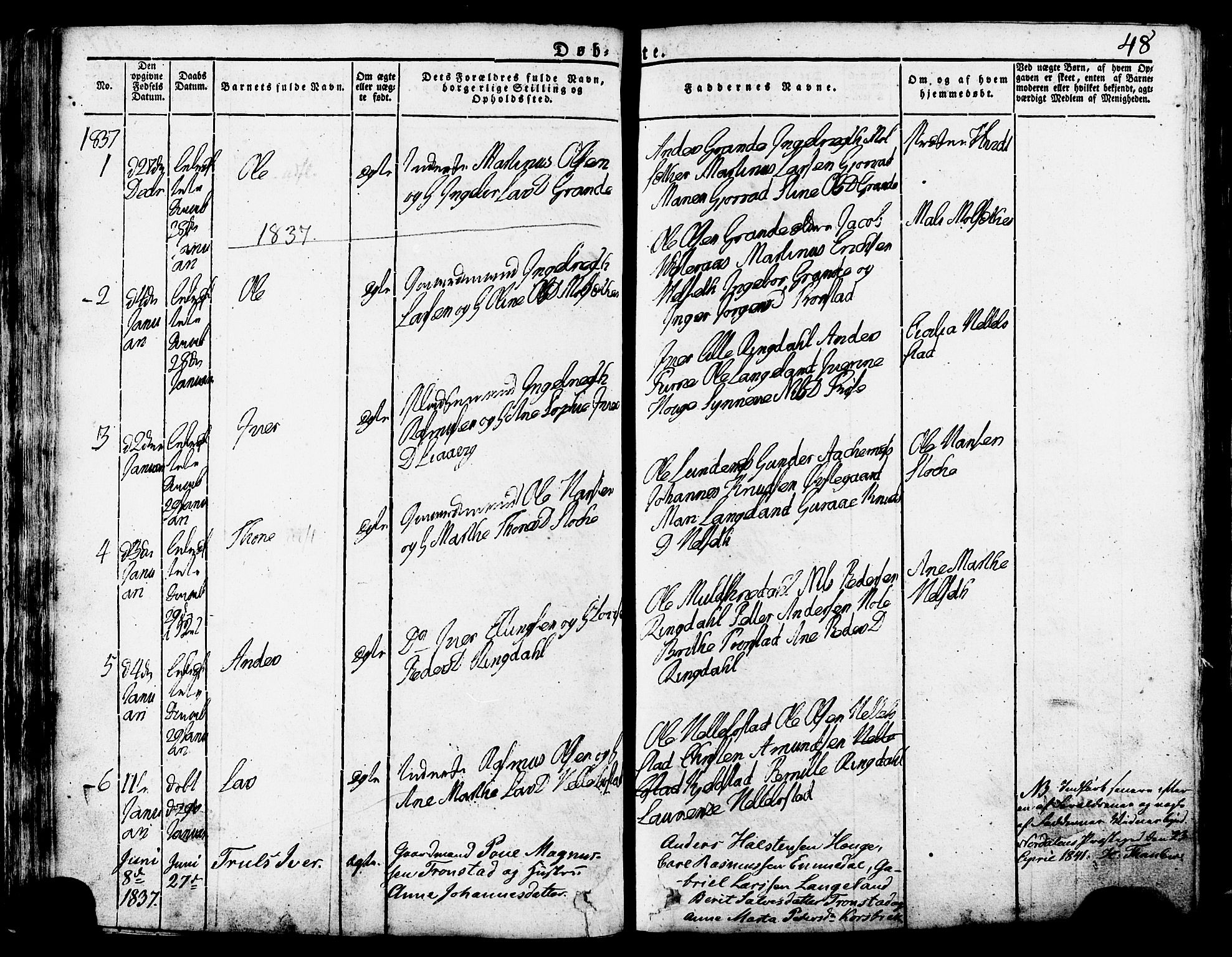 Ministerialprotokoller, klokkerbøker og fødselsregistre - Møre og Romsdal, AV/SAT-A-1454/517/L0221: Ministerialbok nr. 517A01, 1827-1858, s. 48