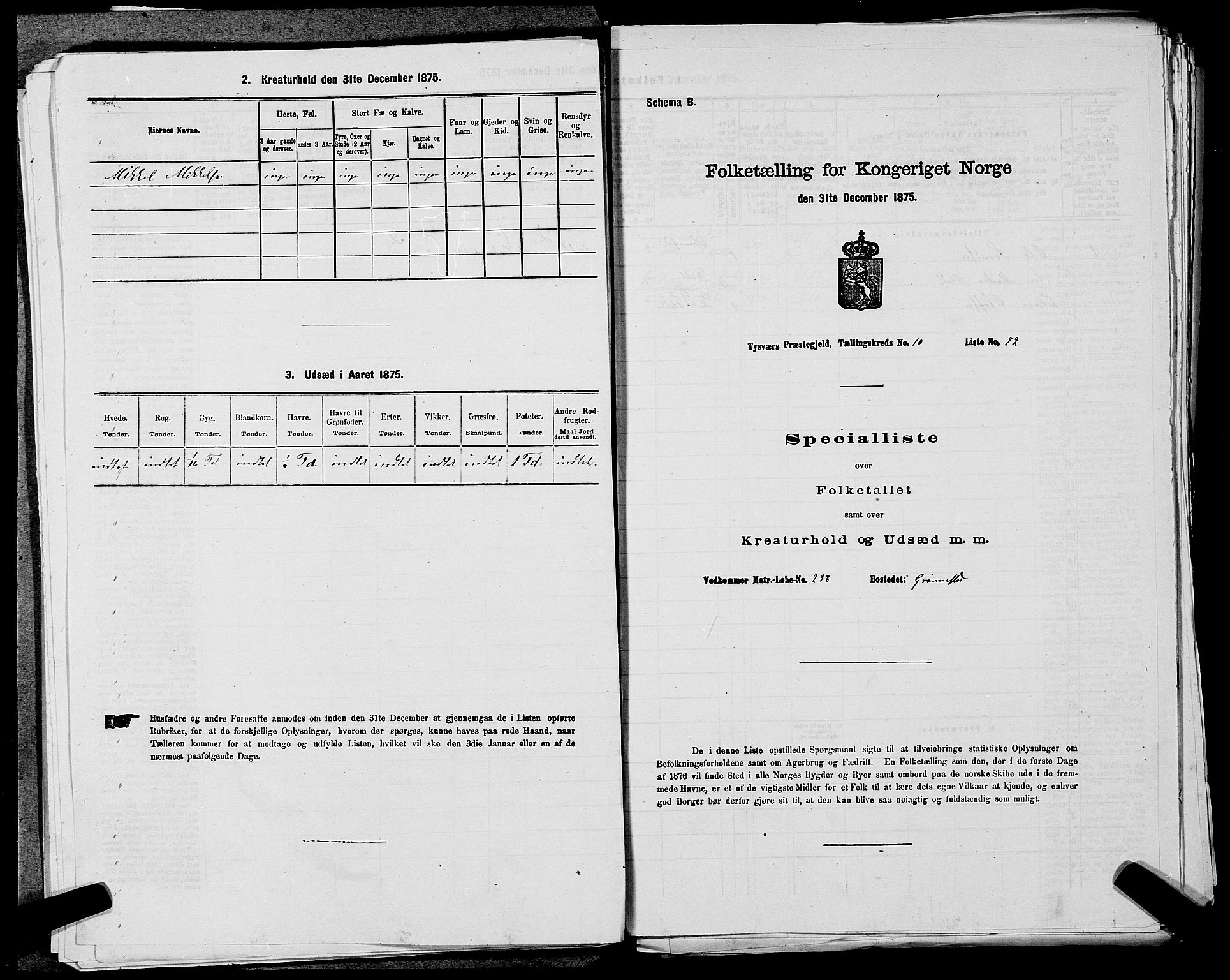 SAST, Folketelling 1875 for 1146P Tysvær prestegjeld, 1875, s. 1166