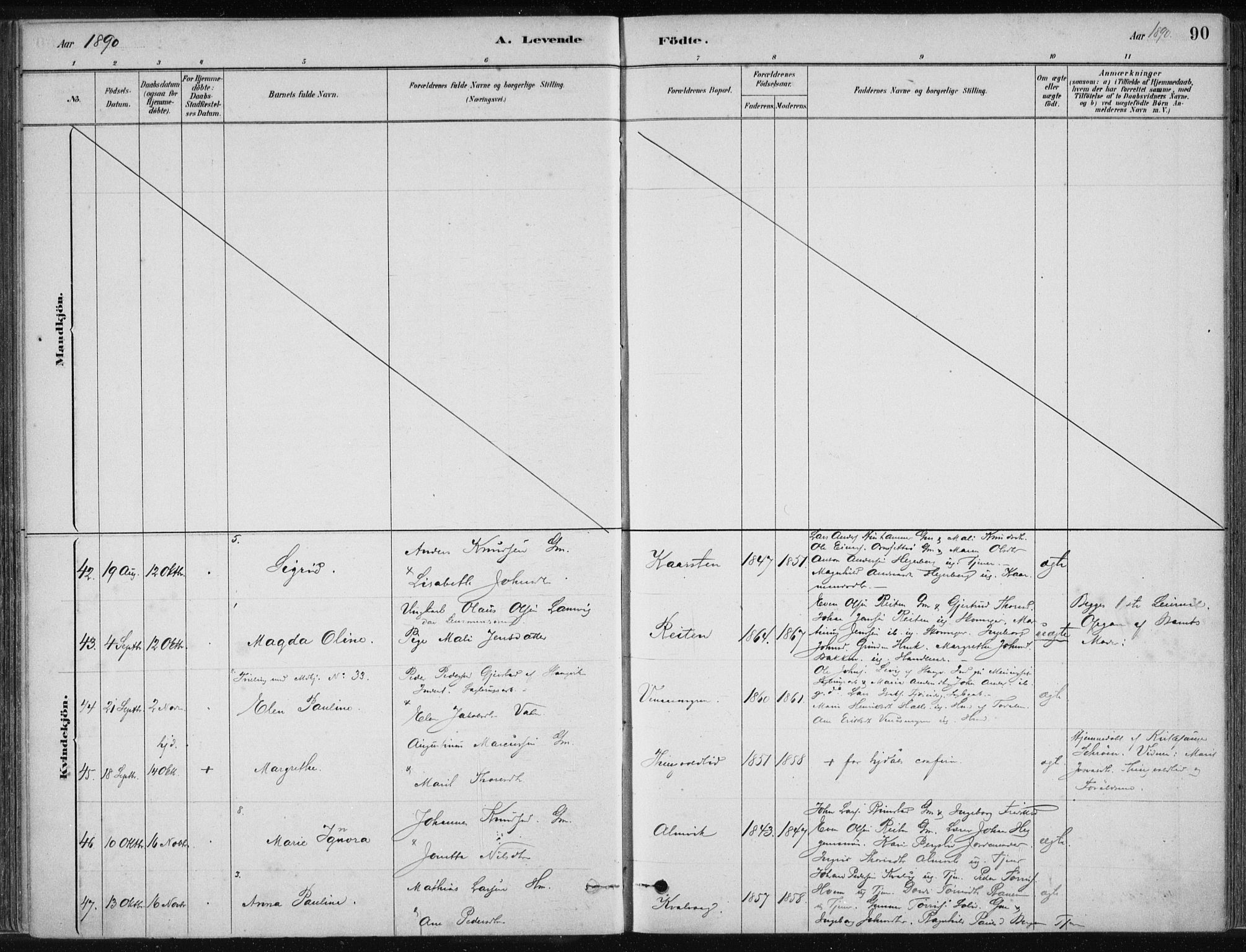 Ministerialprotokoller, klokkerbøker og fødselsregistre - Møre og Romsdal, AV/SAT-A-1454/586/L0987: Ministerialbok nr. 586A13, 1879-1892, s. 90