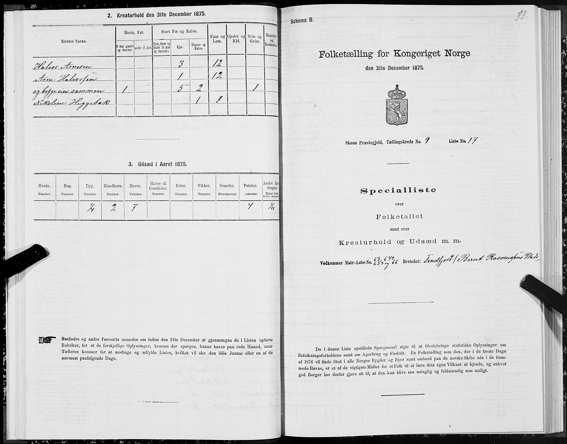 SAT, Folketelling 1875 for 1529P Skodje prestegjeld, 1875, s. 3033