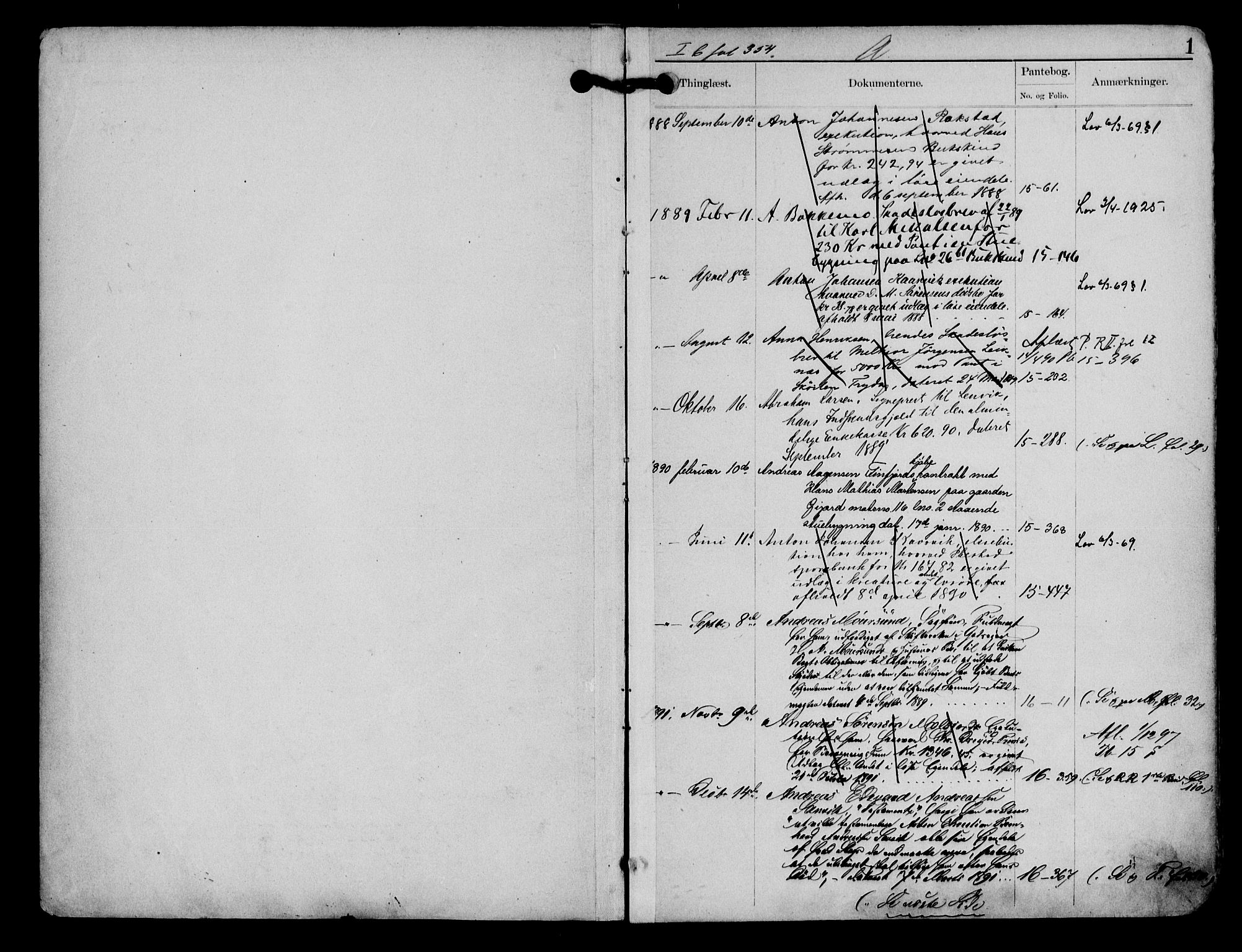 Tromsø sorenskriveri 1855-, SATØ/S-0050/G/Ge/L0027personal: Panteregister nr. 27, 1888-1905, s. 1