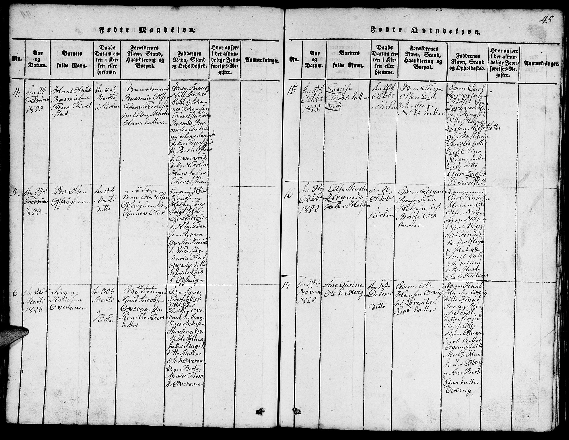 Ministerialprotokoller, klokkerbøker og fødselsregistre - Møre og Romsdal, AV/SAT-A-1454/520/L0289: Klokkerbok nr. 520C01, 1817-1837, s. 45