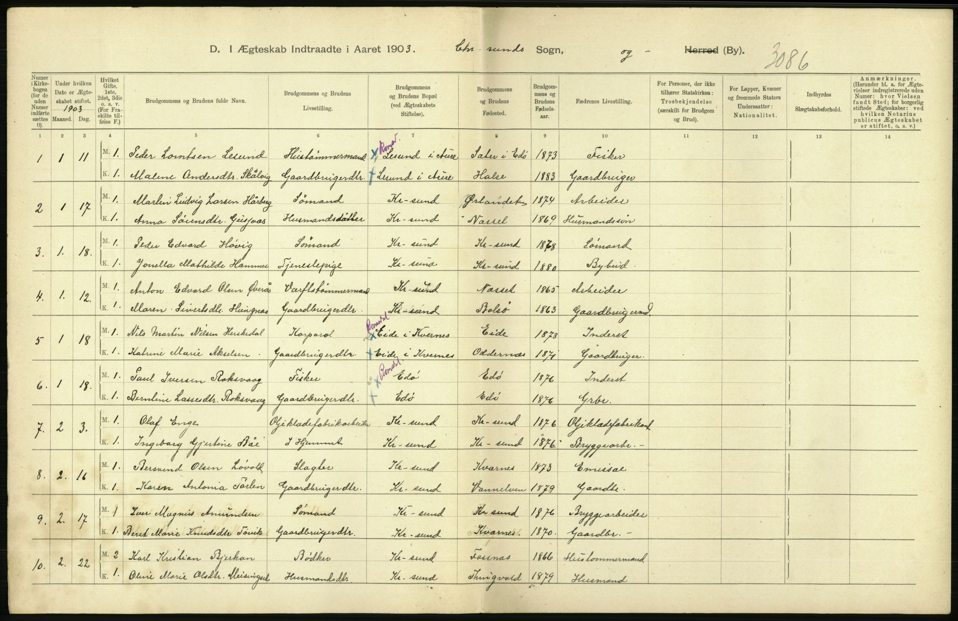 Statistisk sentralbyrå, Sosiodemografiske emner, Befolkning, AV/RA-S-2228/D/Df/Dfa/Dfaa/L0016: Romsdal amt: Fødte, gifte, døde., 1903, s. 718