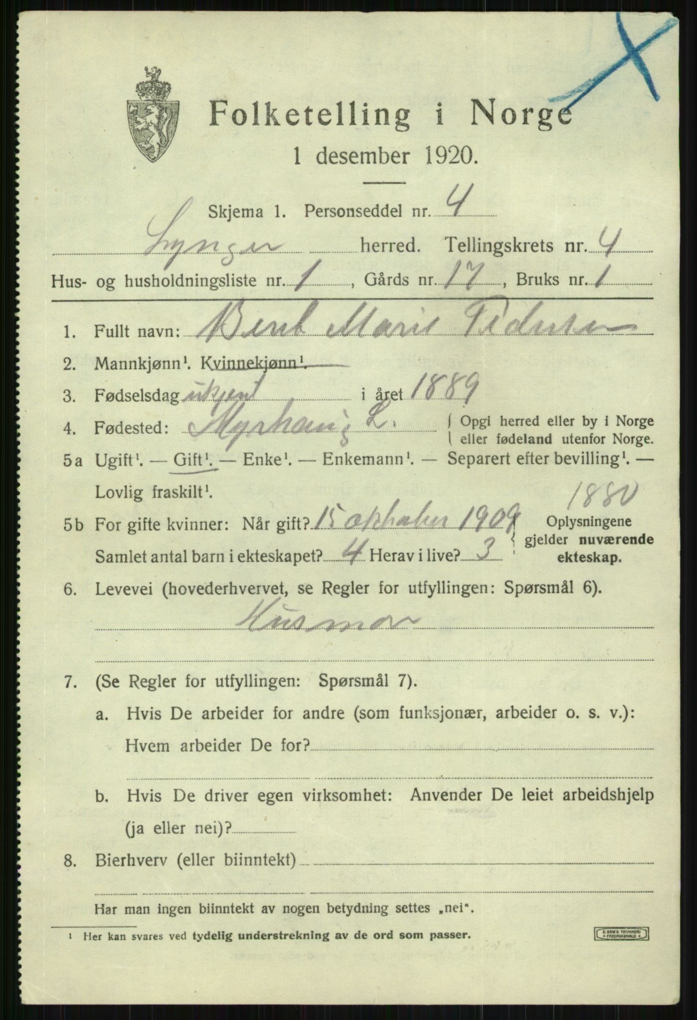 SATØ, Folketelling 1920 for 1938 Lyngen herred, 1920, s. 4029