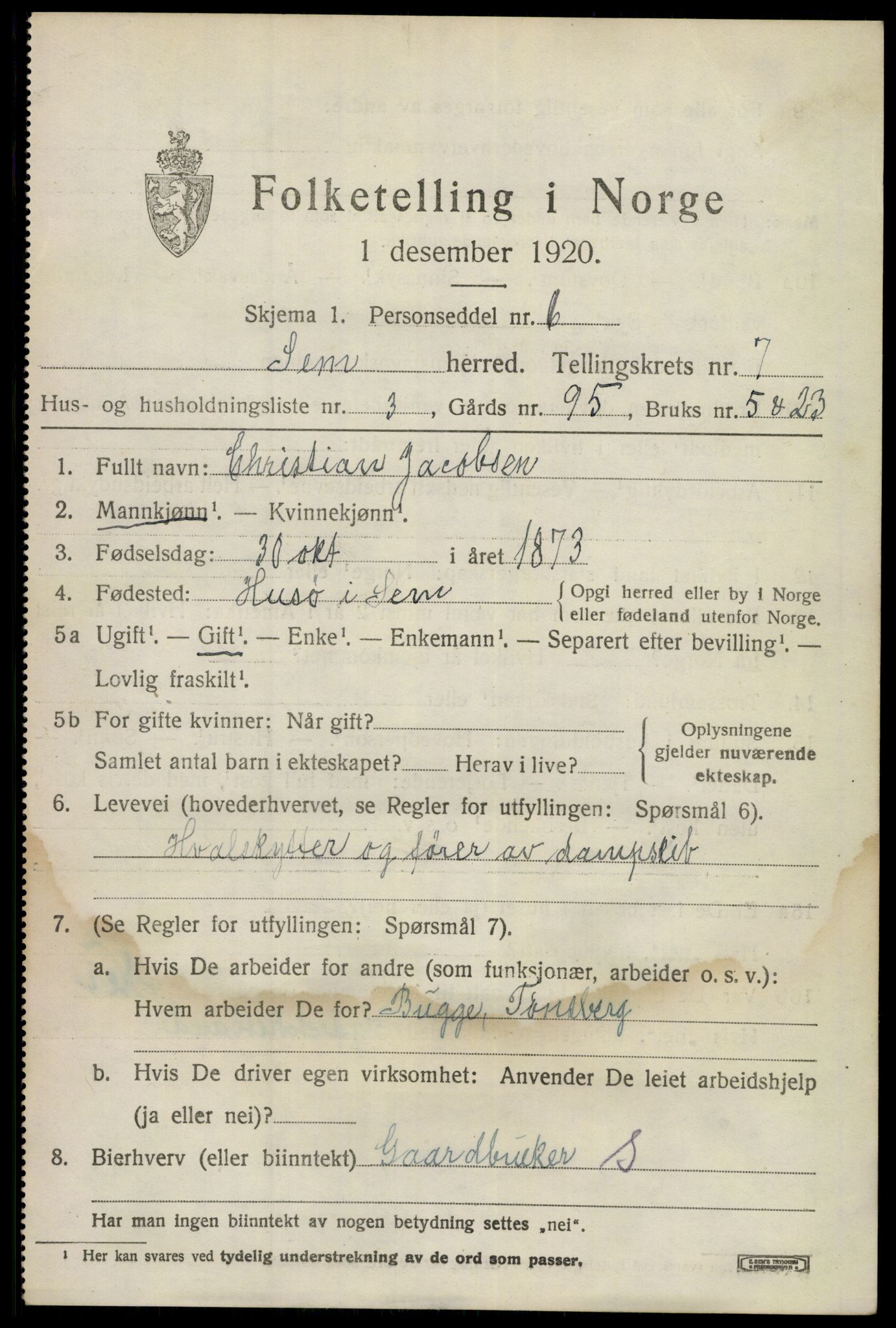 SAKO, Folketelling 1920 for 0721 Sem herred, 1920, s. 10353