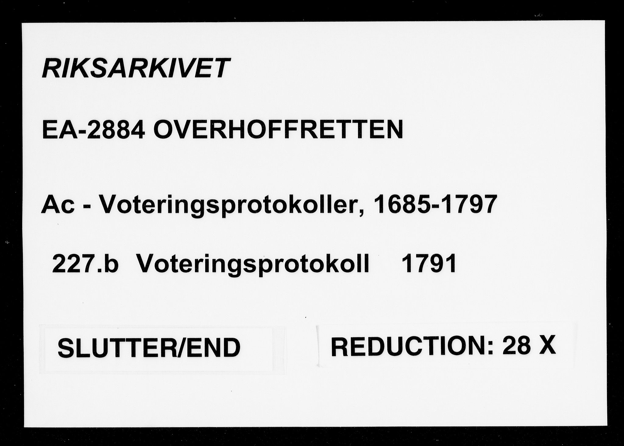 Overhoffretten 1667-1797, RA/EA-2884/Ac/L0227b: Voteringsprotokoll, 1791