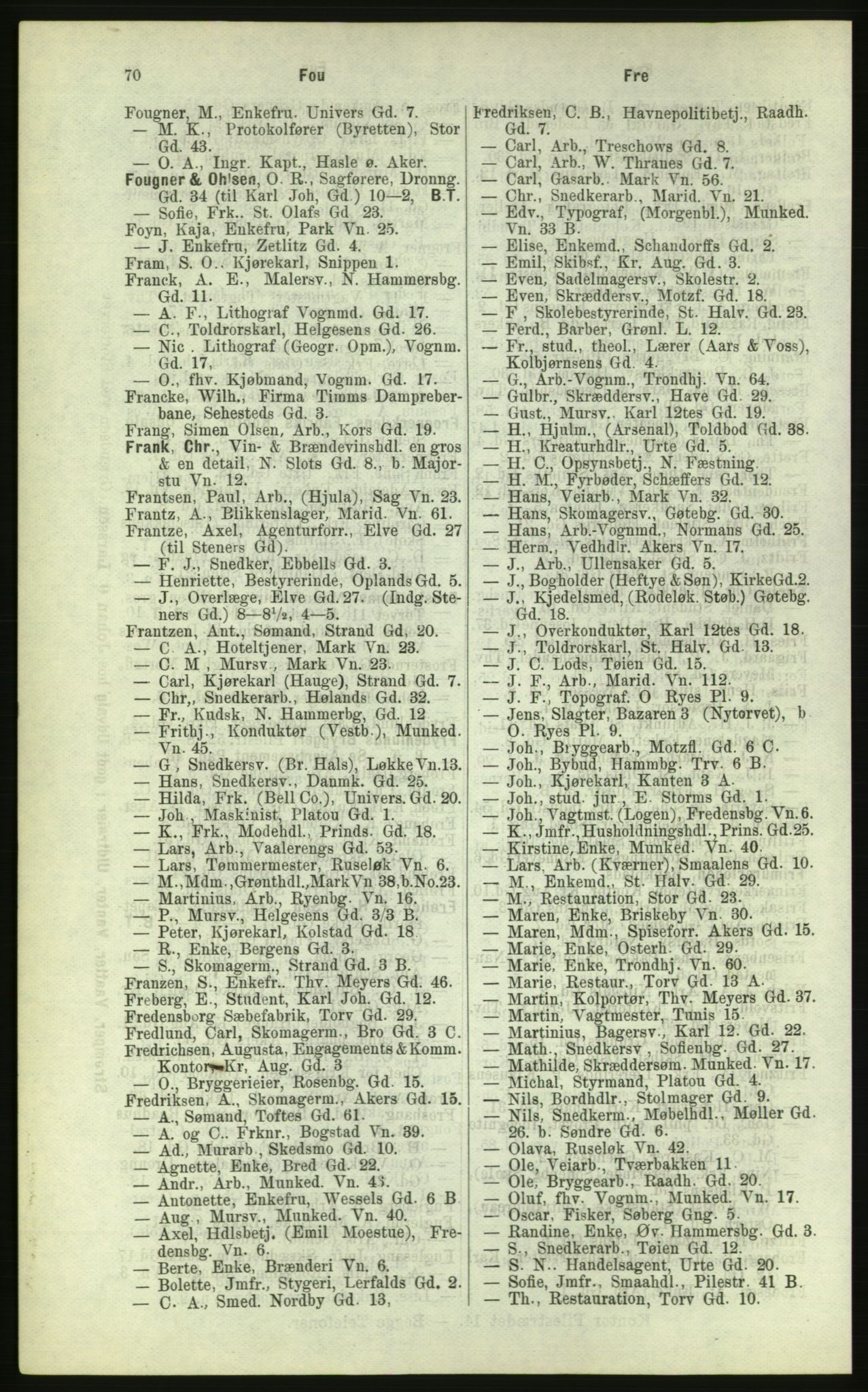 Kristiania/Oslo adressebok, PUBL/-, 1884, s. 70