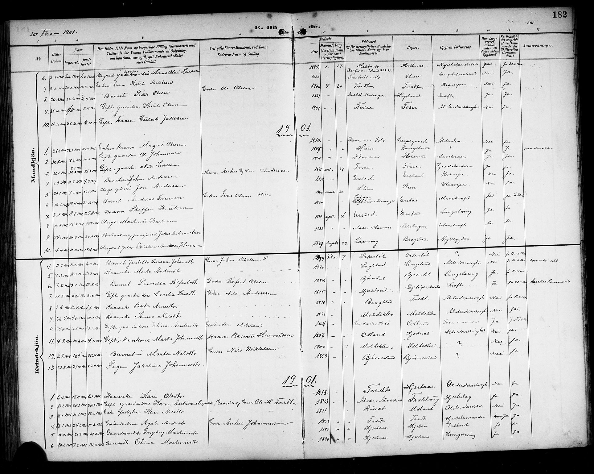 Alversund Sokneprestembete, AV/SAB-A-73901/H/Ha/Hab: Klokkerbok nr. C 4, 1894-1924, s. 182