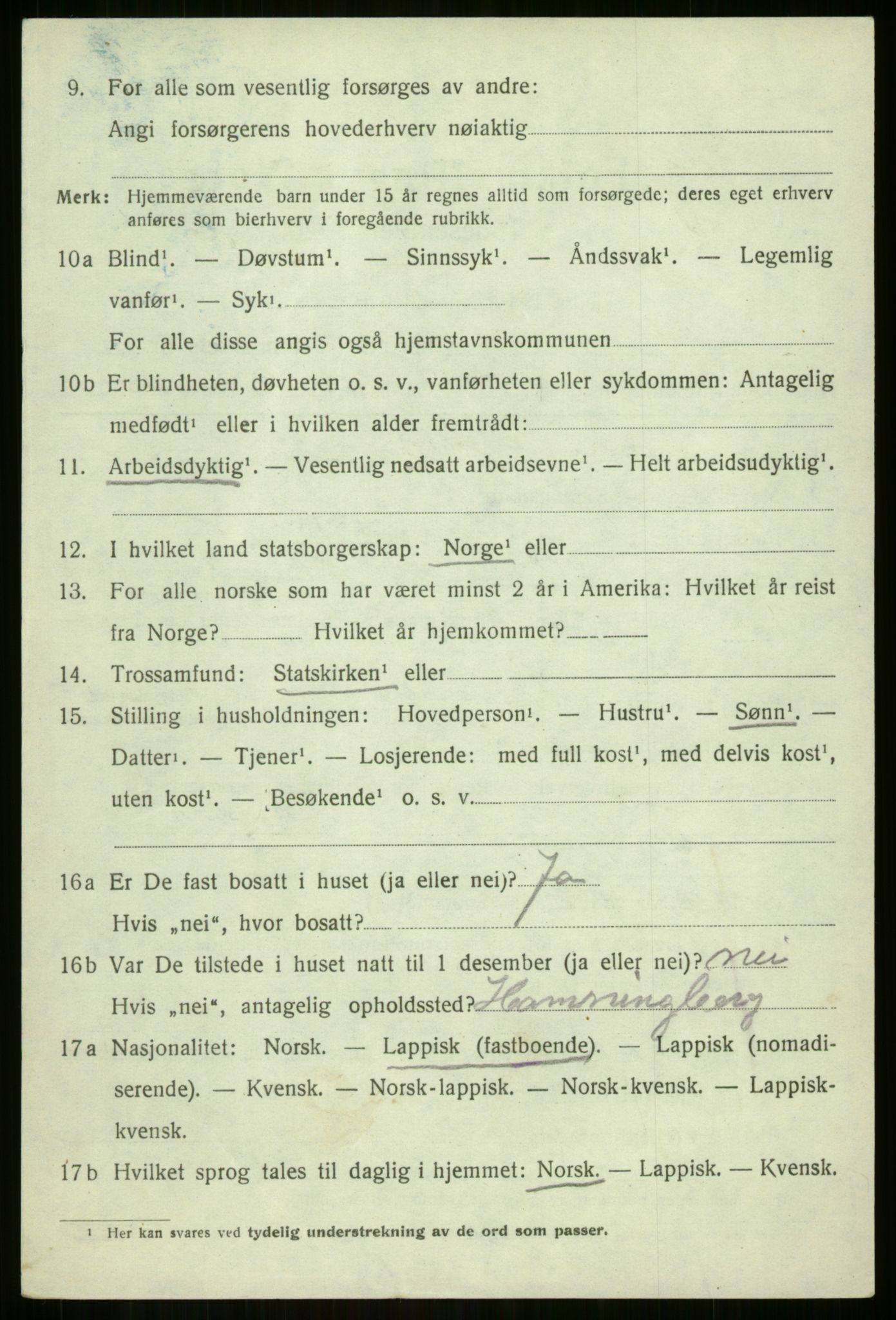SATØ, Folketelling 1920 for 1925 Sørreisa herred, 1920, s. 2917