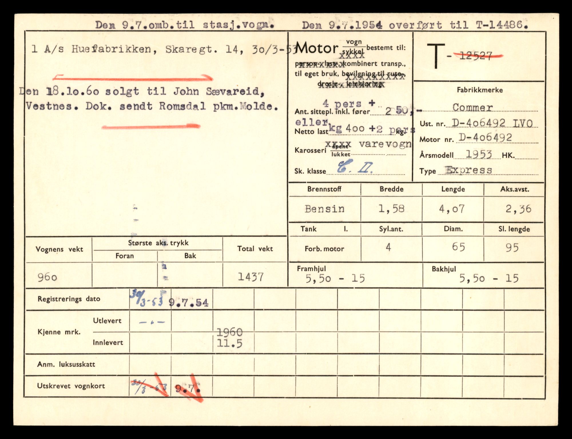 Møre og Romsdal vegkontor - Ålesund trafikkstasjon, AV/SAT-A-4099/F/Fe/L0046: Registreringskort for kjøretøy T 14445 - T 14579, 1927-1998