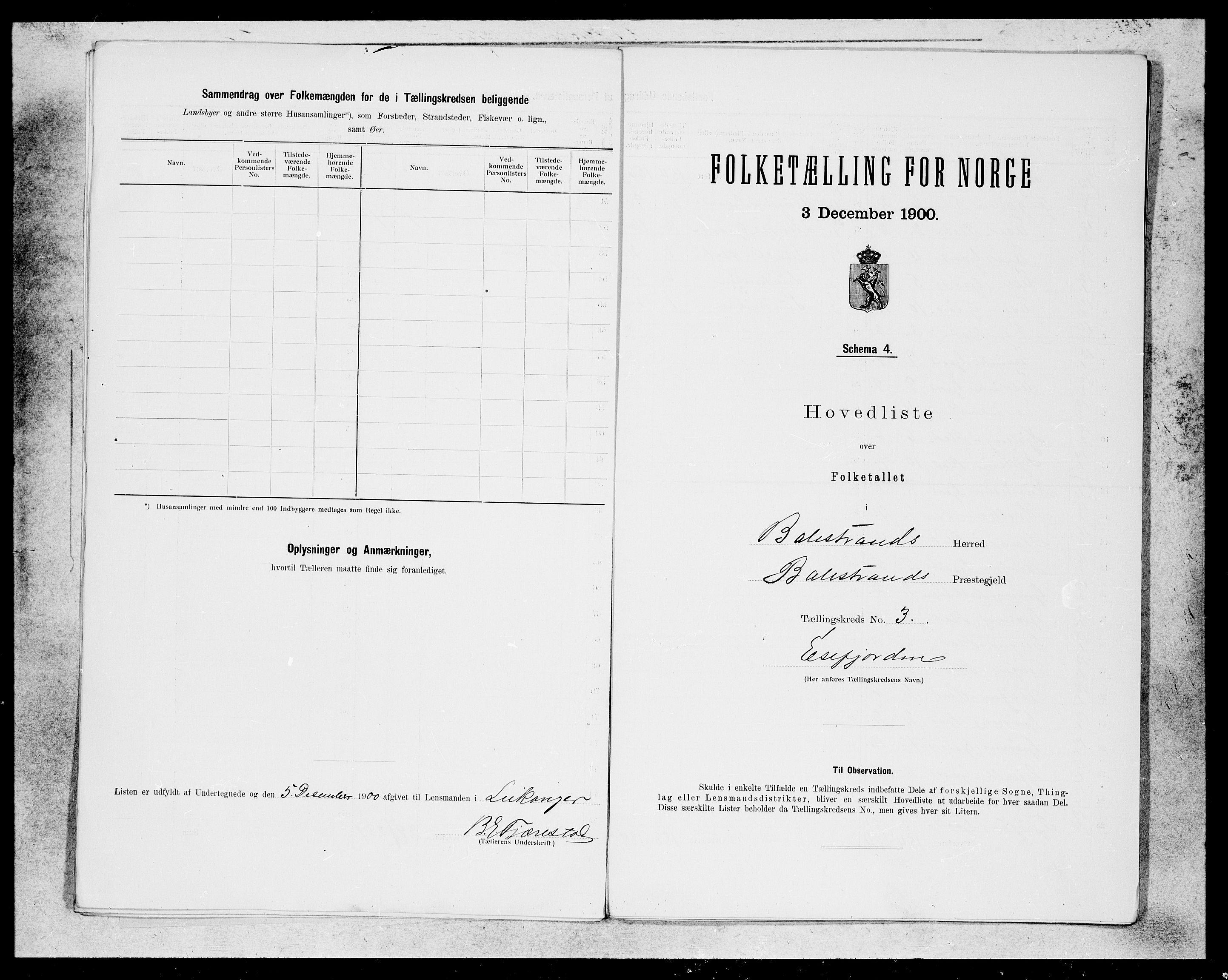 SAB, Folketelling 1900 for 1418 Balestrand herred, 1900, s. 5