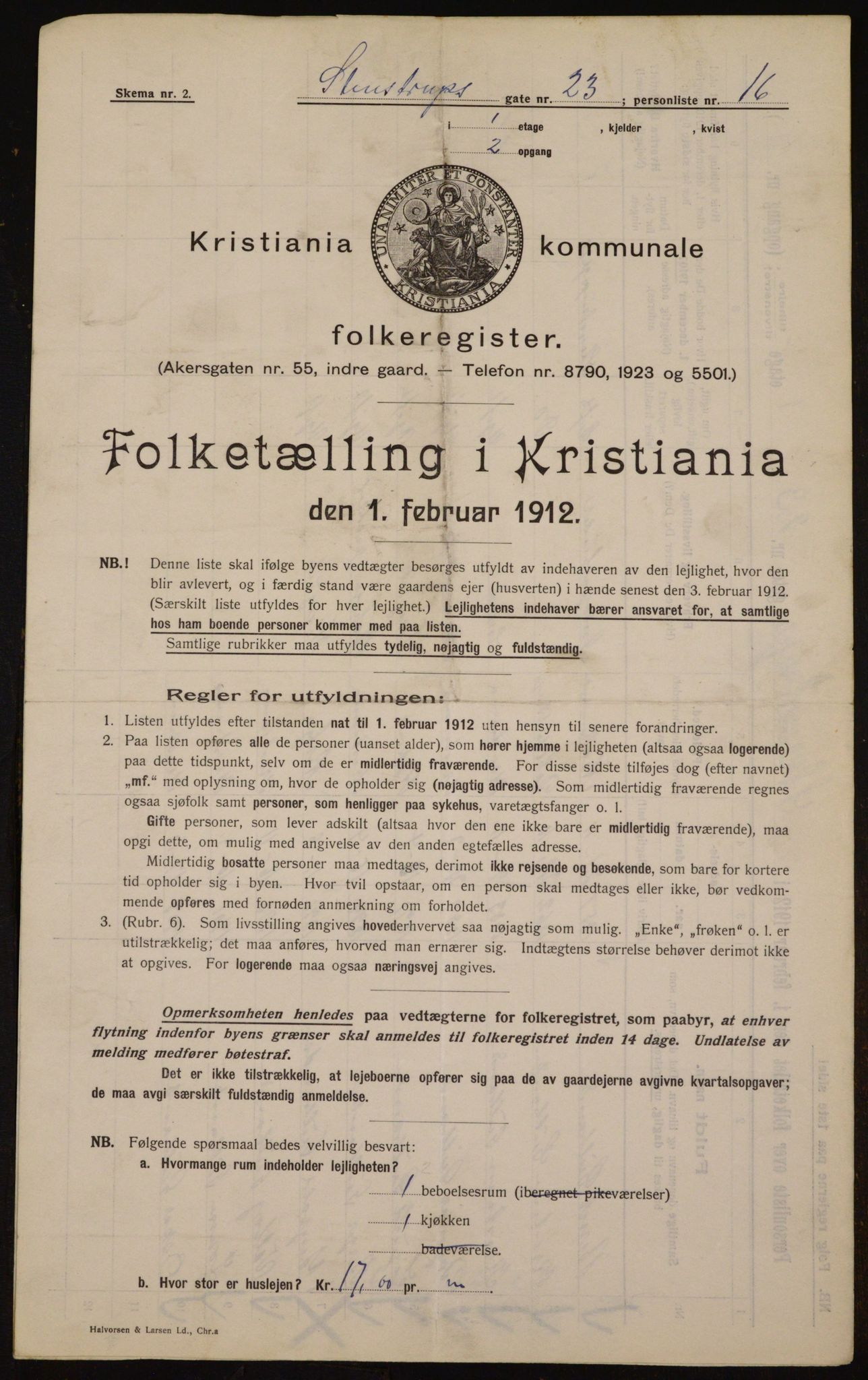 OBA, Kommunal folketelling 1.2.1912 for Kristiania, 1912, s. 101515