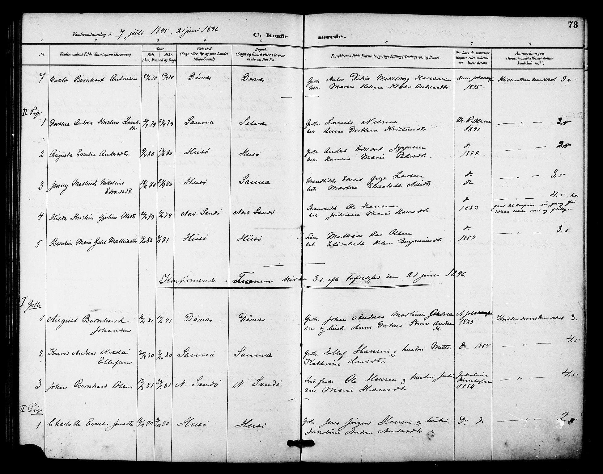 Ministerialprotokoller, klokkerbøker og fødselsregistre - Nordland, SAT/A-1459/840/L0580: Ministerialbok nr. 840A02, 1887-1909, s. 73