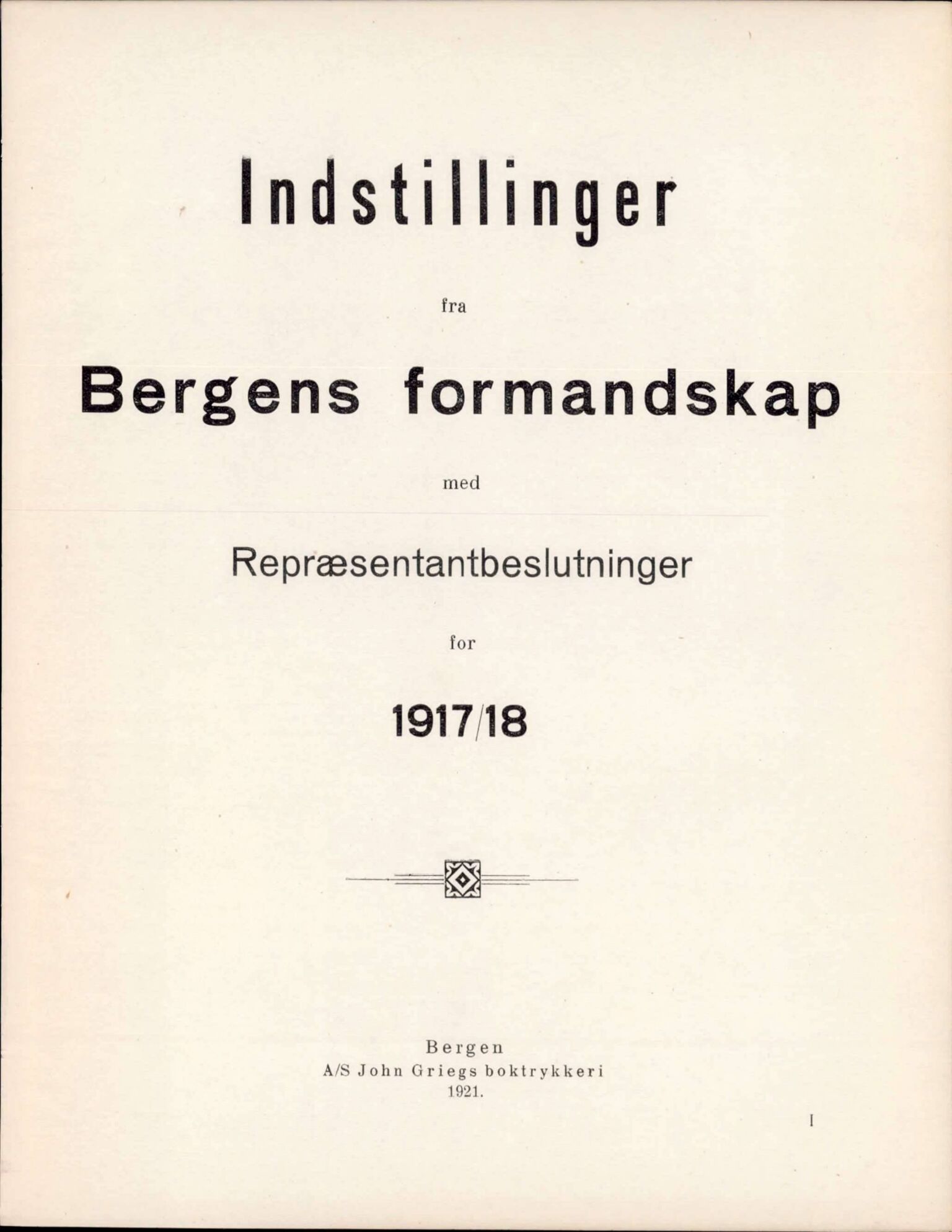 Bergen kommune. Formannskapet, BBA/A-0003/Ad/L0096: Bergens Kommuneforhandlinger, bind I, 1917-1918