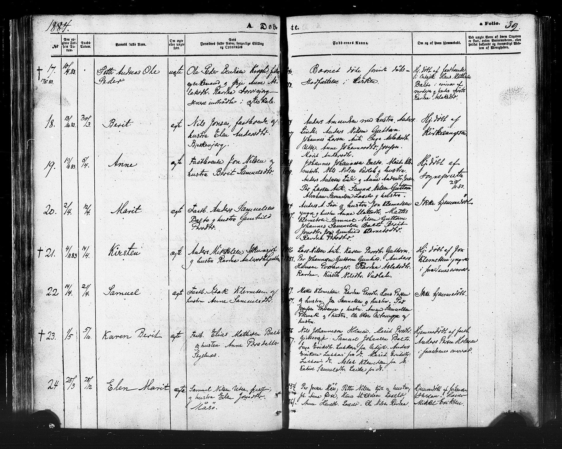Karasjok sokneprestkontor, AV/SATØ-S-1352/H/Ha/L0001kirke: Ministerialbok nr. 1, 1872-1884, s. 39
