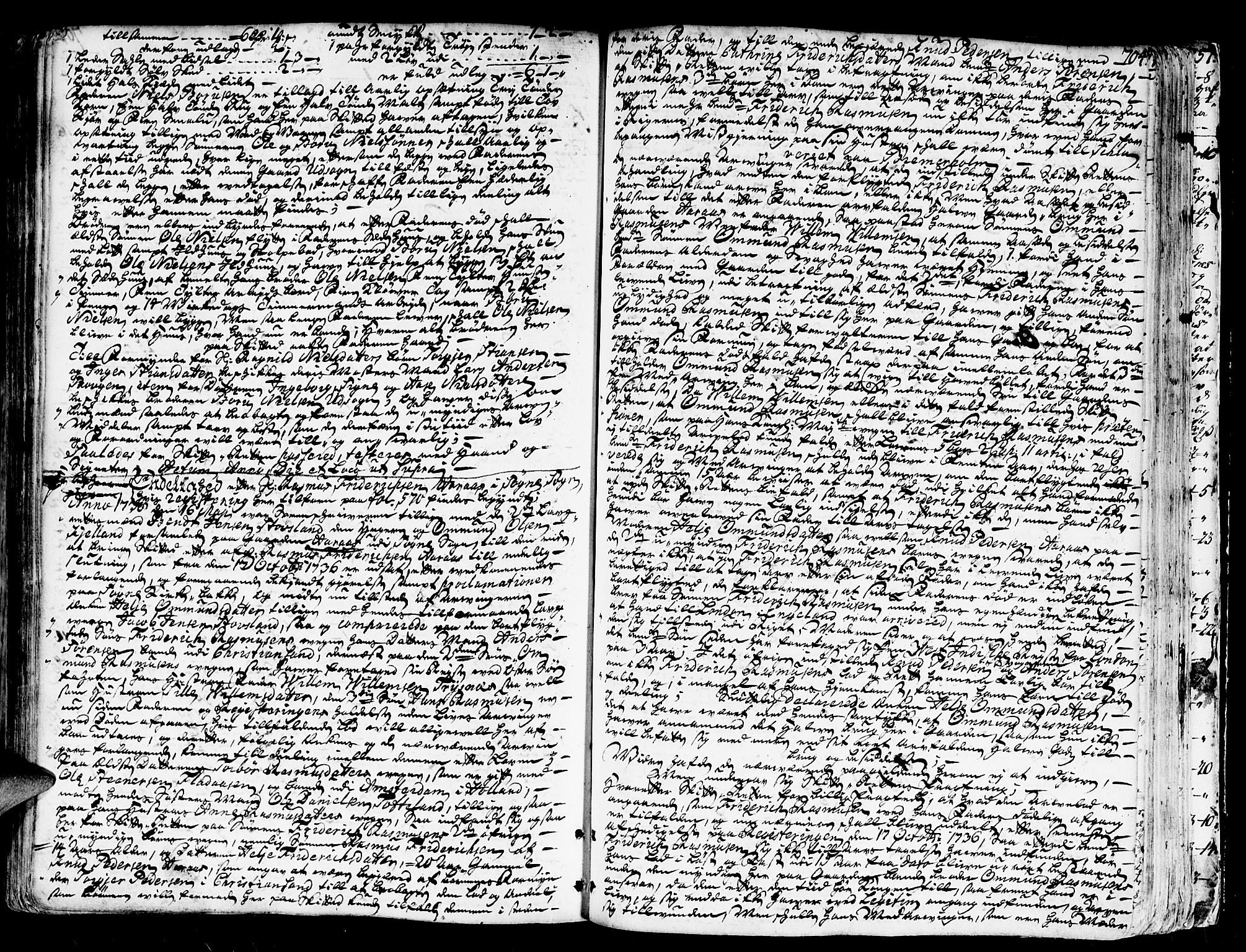 Mandal sorenskriveri, AV/SAK-1221-0005/001/H/Hc/L0017: Skifteprotokoll nr 7, 1730-1738, s. 703b-704a