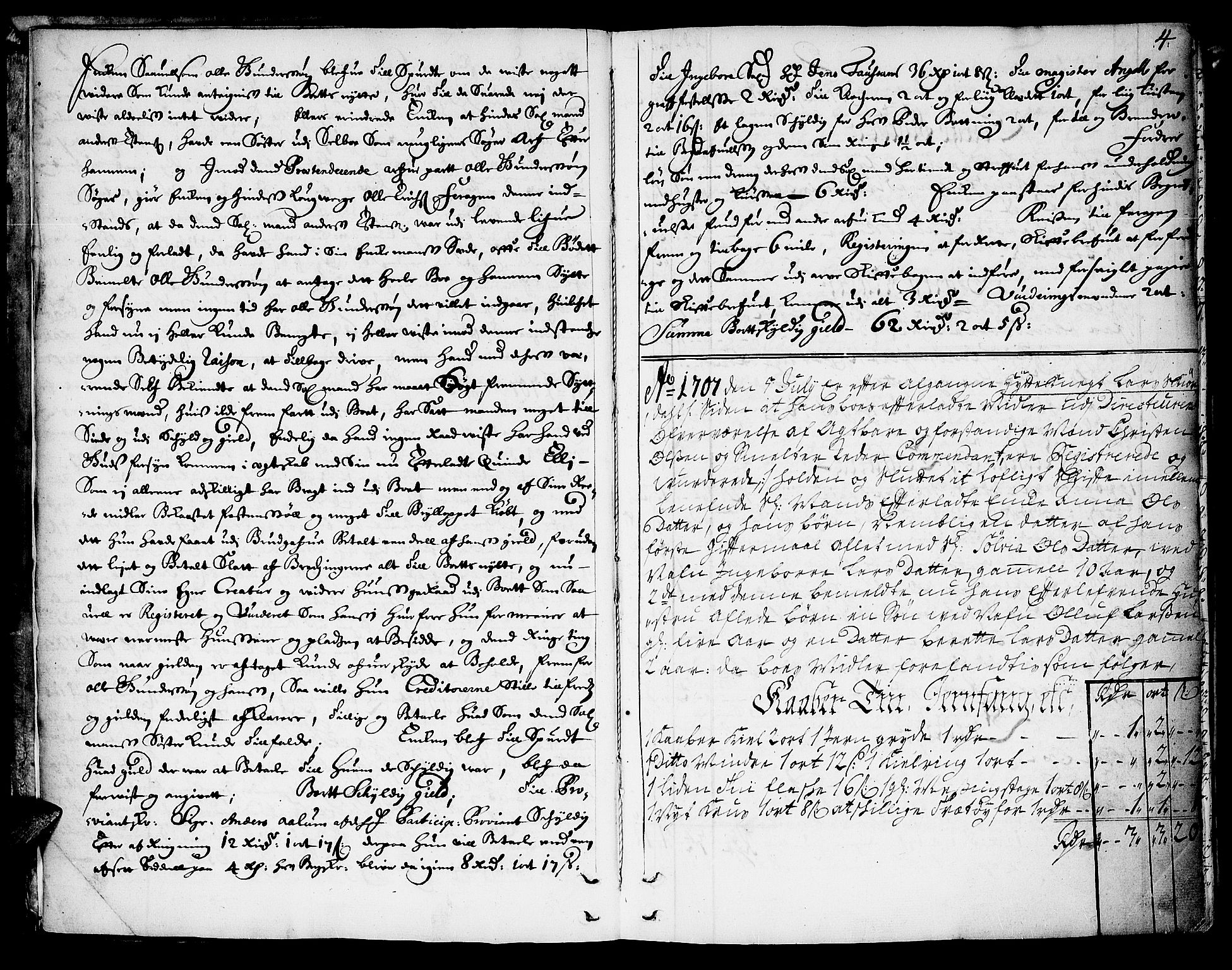 Røros Bergrett, AV/SAT-A-0024/3/3A/L0003: Skifteprotokoll, 1706-1723, s. 3b-4a