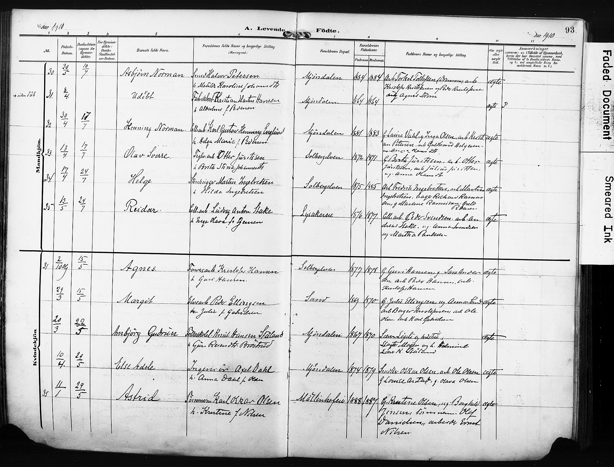 Nedre Eiker kirkebøker, AV/SAKO-A-612/F/Fa/L0006: Ministerialbok nr. 6, 1906-1912, s. 93
