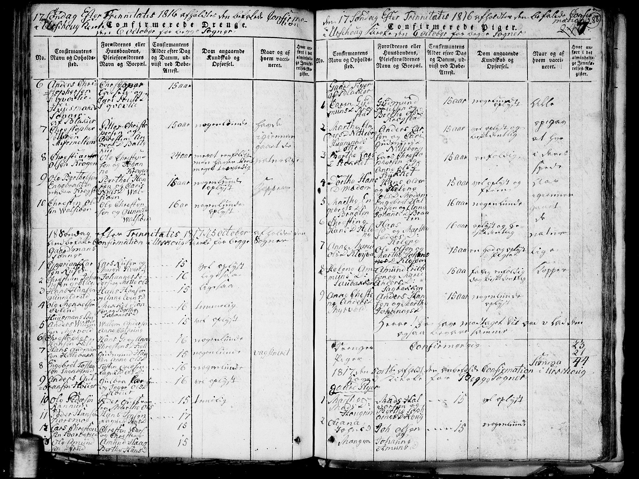Aurskog prestekontor Kirkebøker, SAO/A-10304a/G/Ga/L0001: Klokkerbok nr. I 1, 1814-1829, s. 288