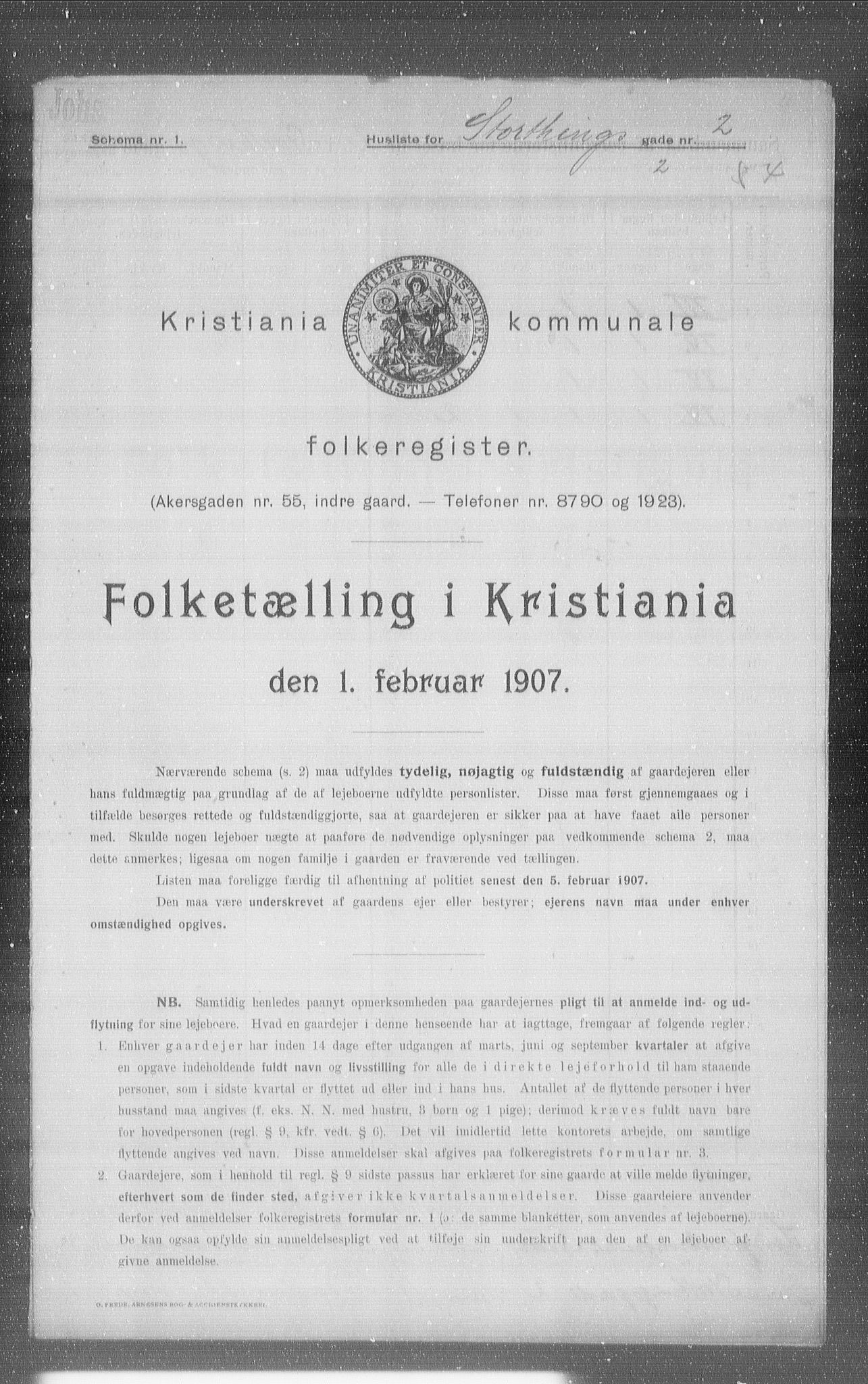 OBA, Kommunal folketelling 1.2.1907 for Kristiania kjøpstad, 1907, s. 52724