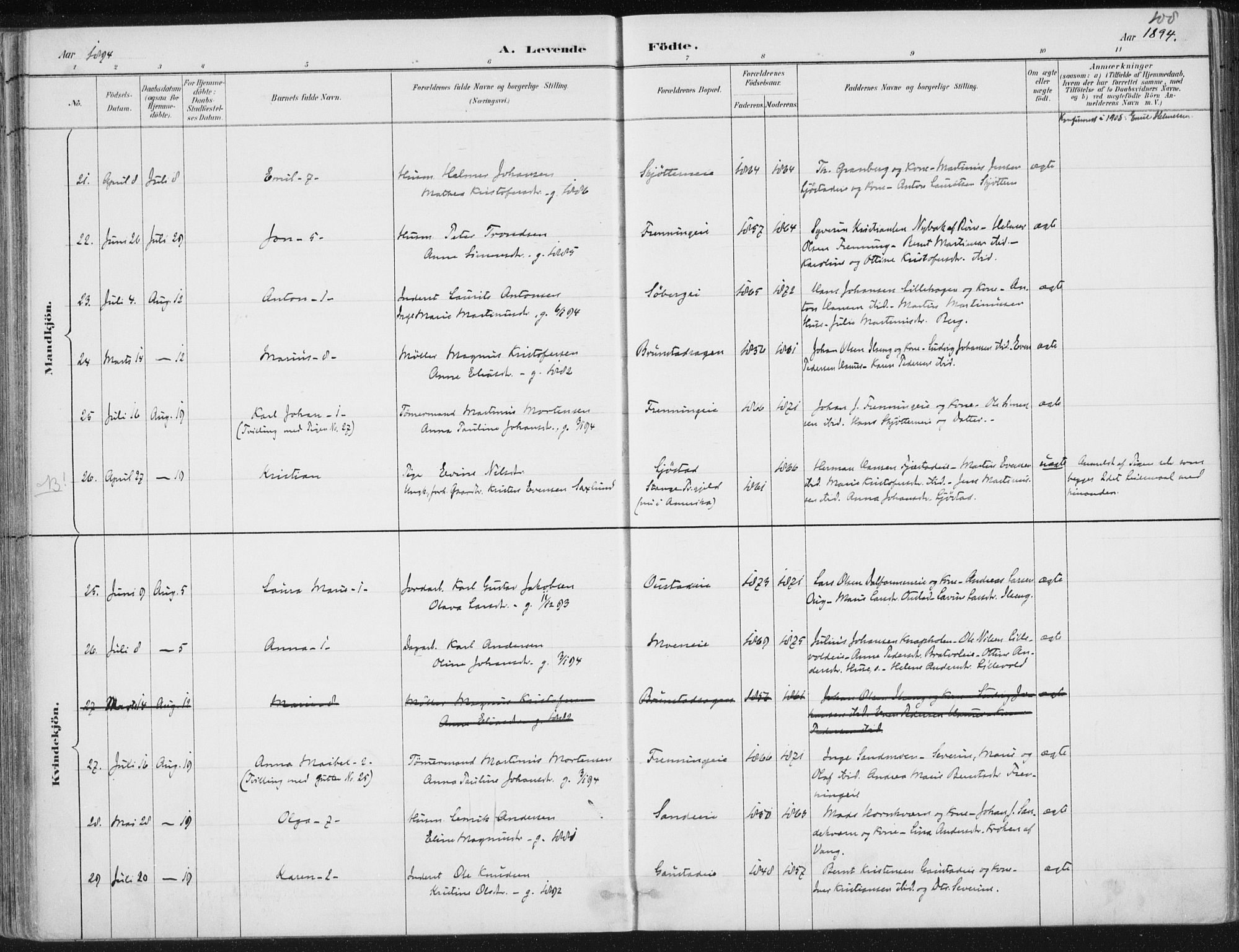 Romedal prestekontor, AV/SAH-PREST-004/K/L0010: Ministerialbok nr. 10, 1880-1895, s. 108