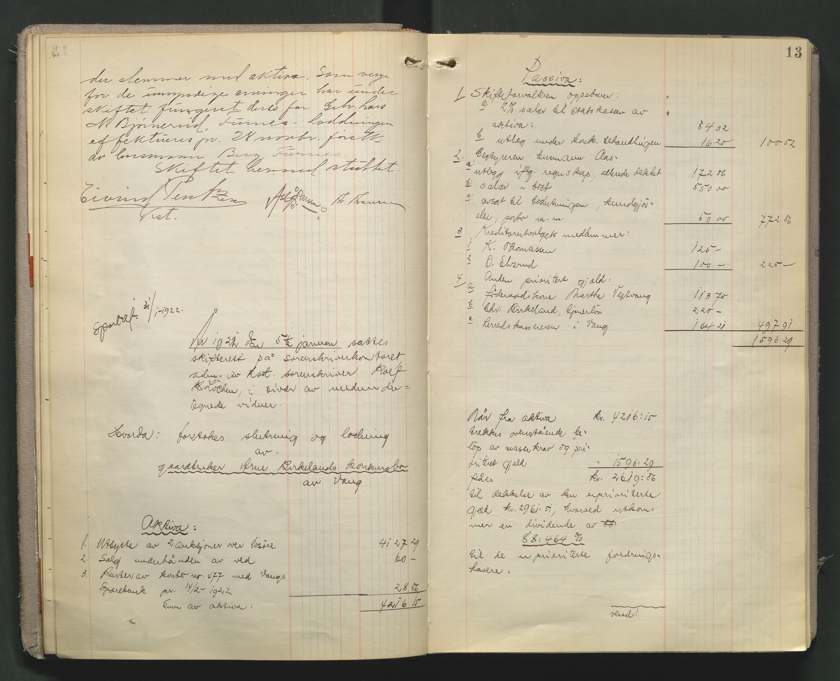 Nord-Hedmark sorenskriveri, AV/SAH-TING-012/J/Jd/L0005: Skifteutlodningsprotokoll, 1921-1928, s. 12b-13a