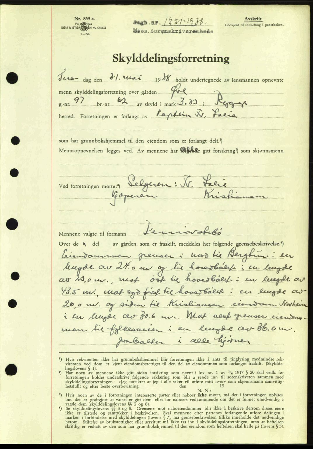 Moss sorenskriveri, SAO/A-10168: Pantebok nr. A4, 1938-1938, Dagboknr: 1221/1938