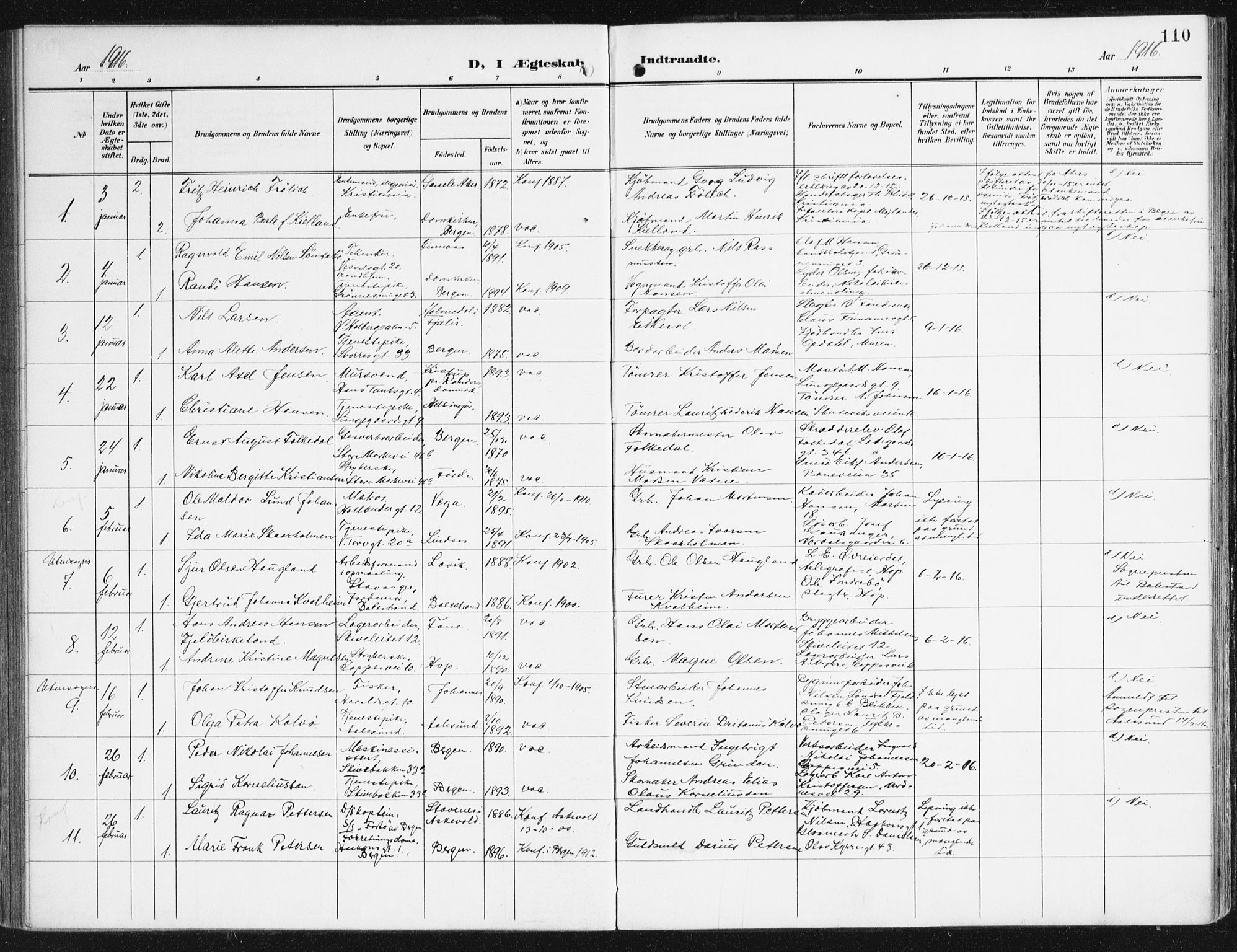 Domkirken sokneprestembete, AV/SAB-A-74801/H/Haa/L0038: Ministerialbok nr. D 5, 1906-1921, s. 110