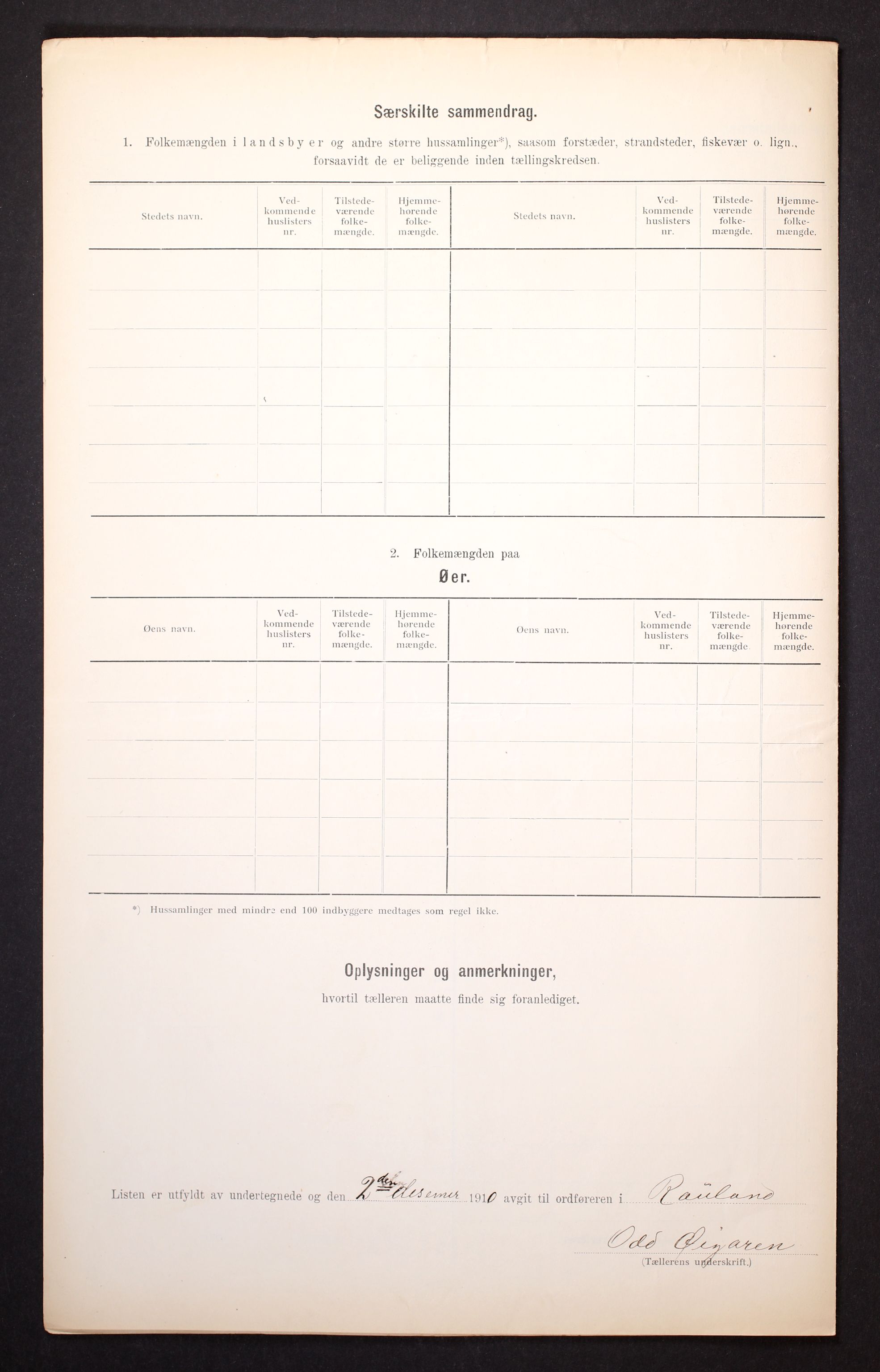 RA, Folketelling 1910 for 0835 Rauland herred, 1910, s. 9