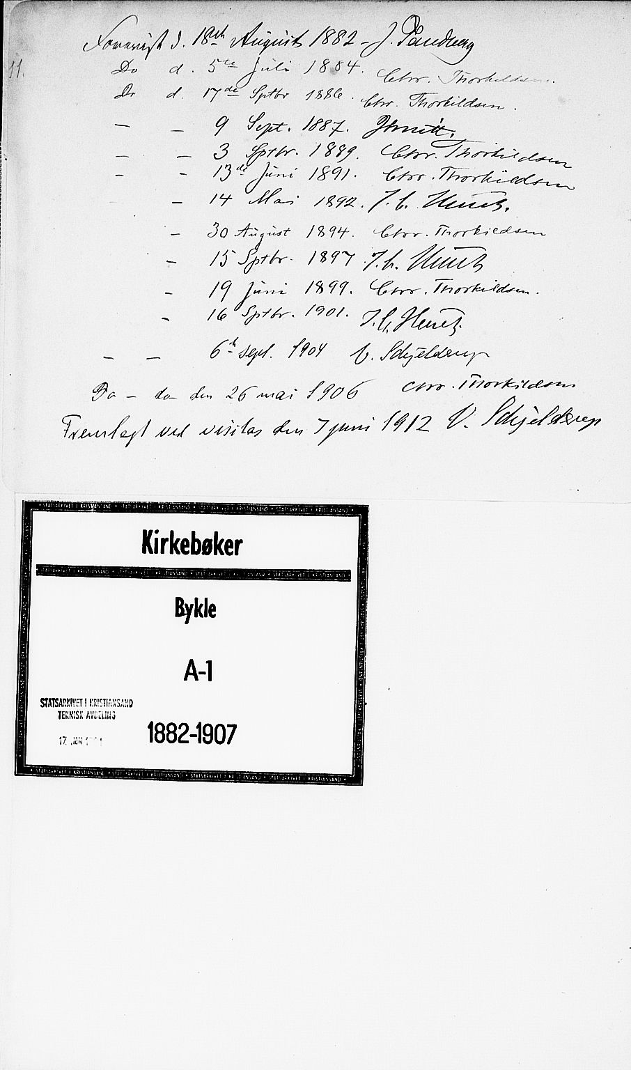 Valle sokneprestkontor, SAK/1111-0044/F/Fa/Faa/L0001: Ministerialbok nr. A 1, 1882-1907