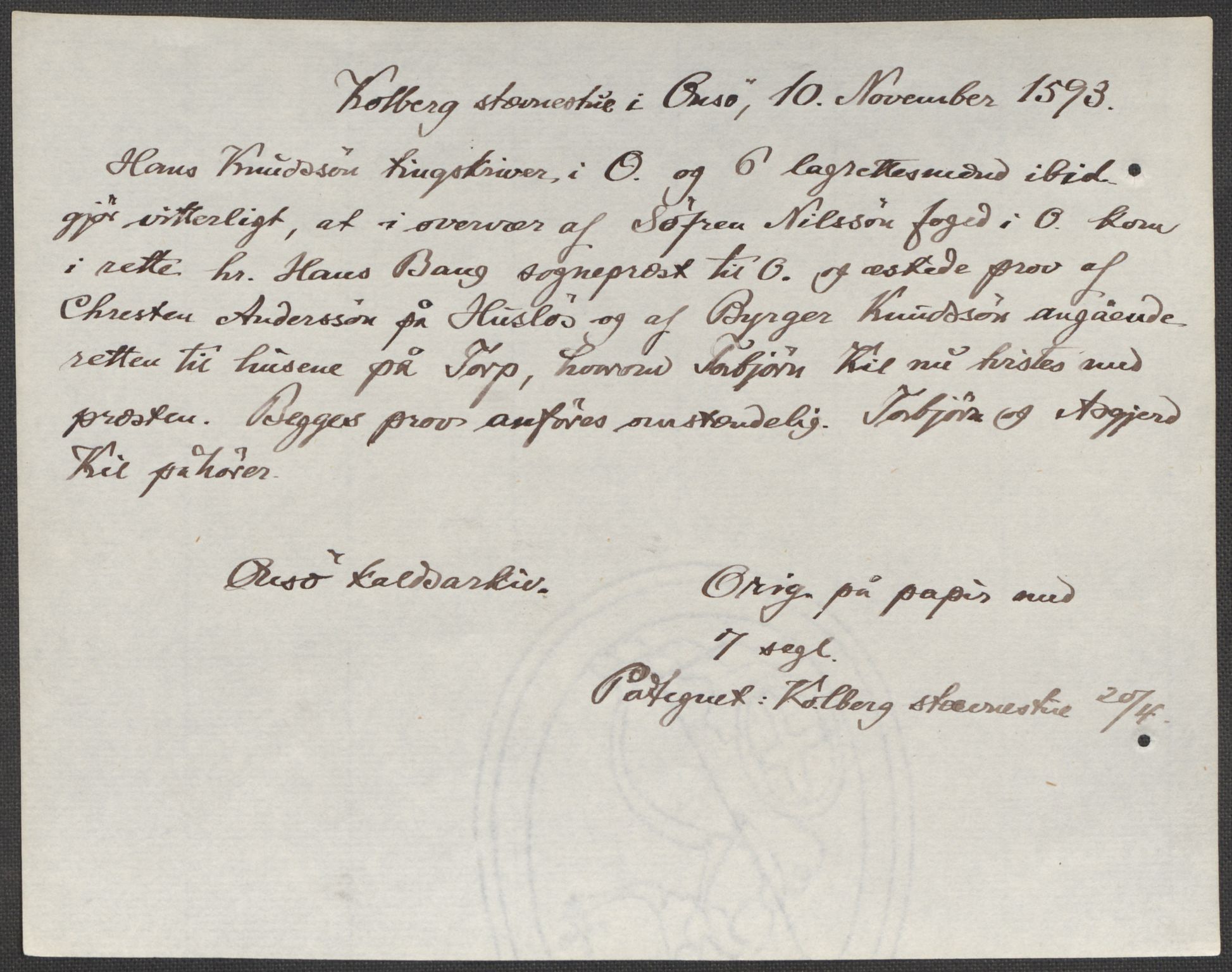 Riksarkivets diplomsamling, AV/RA-EA-5965/F15/L0002: Prestearkiv - Østfold, 1572-1683, s. 184