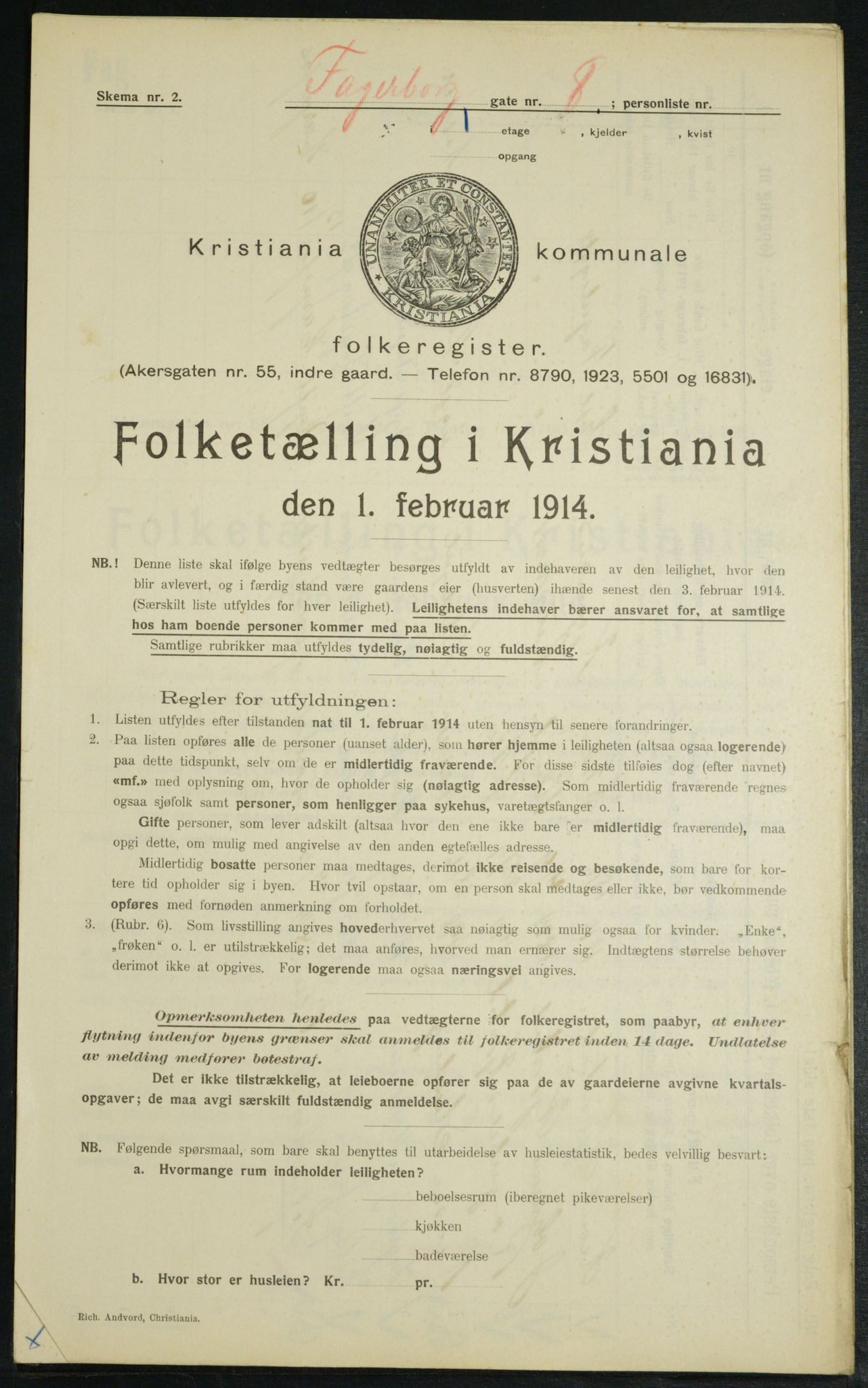 OBA, Kommunal folketelling 1.2.1914 for Kristiania, 1914, s. 23090